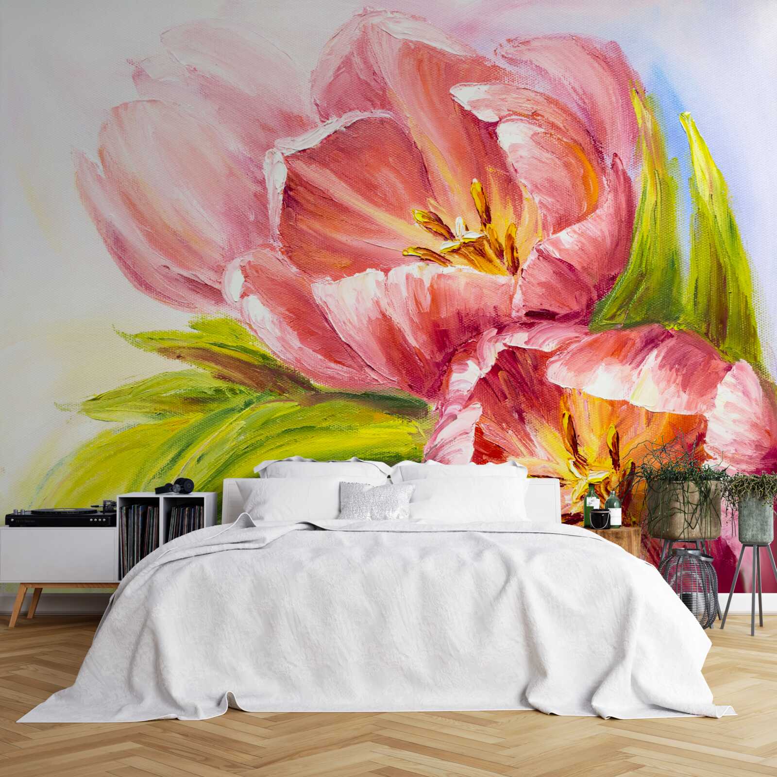 Papier peint tulipes dessinées avec beaucoup de goût et de beauté