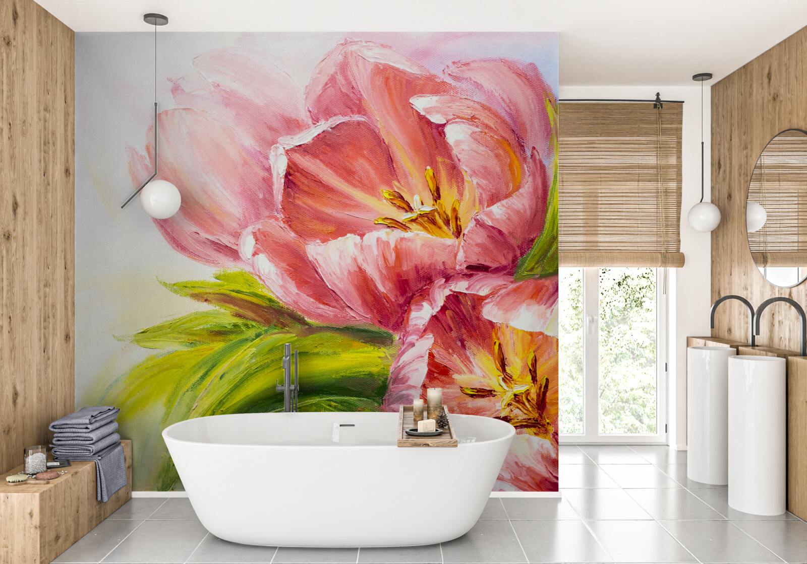 Papier peint tulipes dessinées avec beaucoup de goût et de beauté