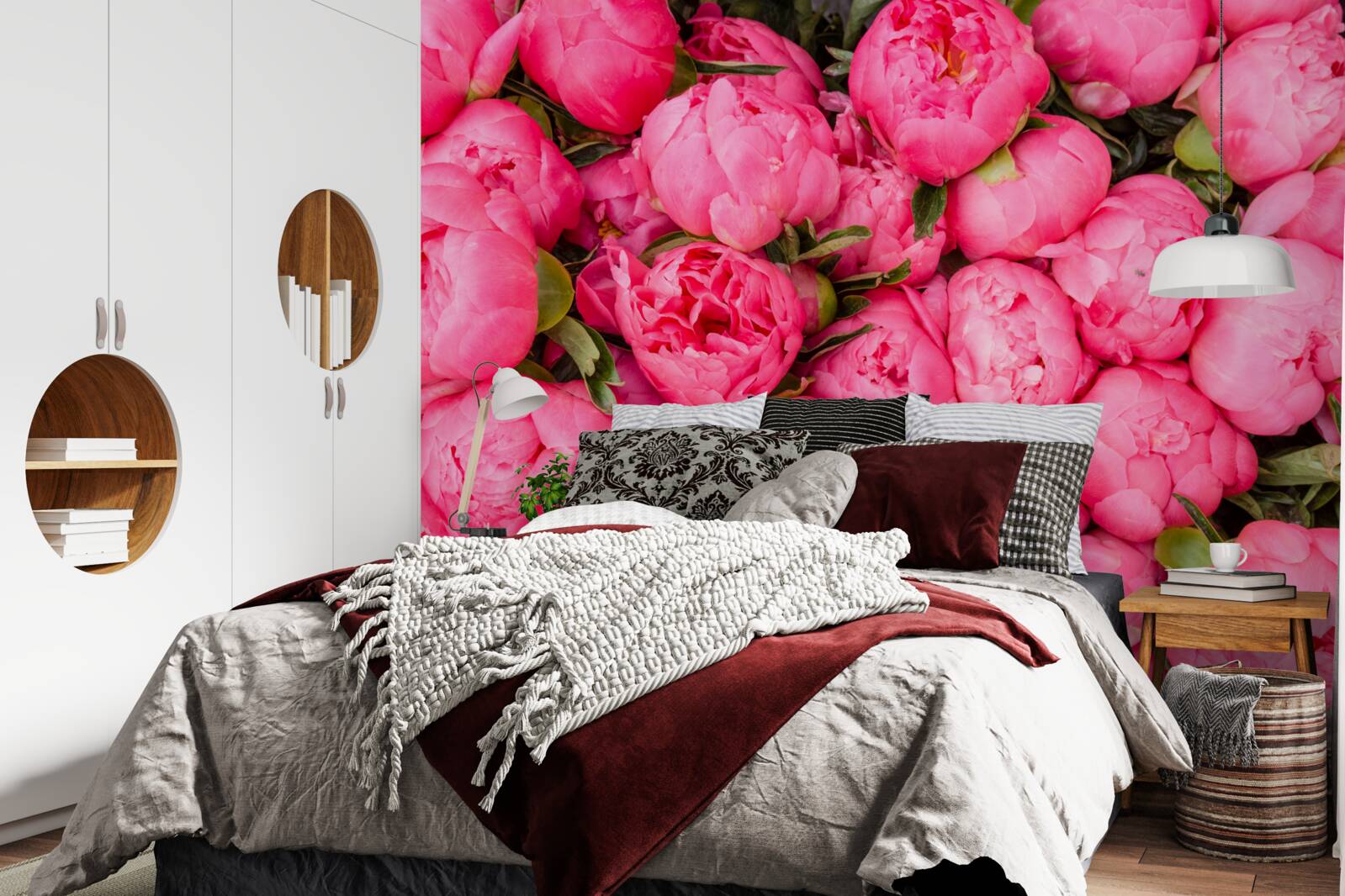 Papier peint belles pivoines roses