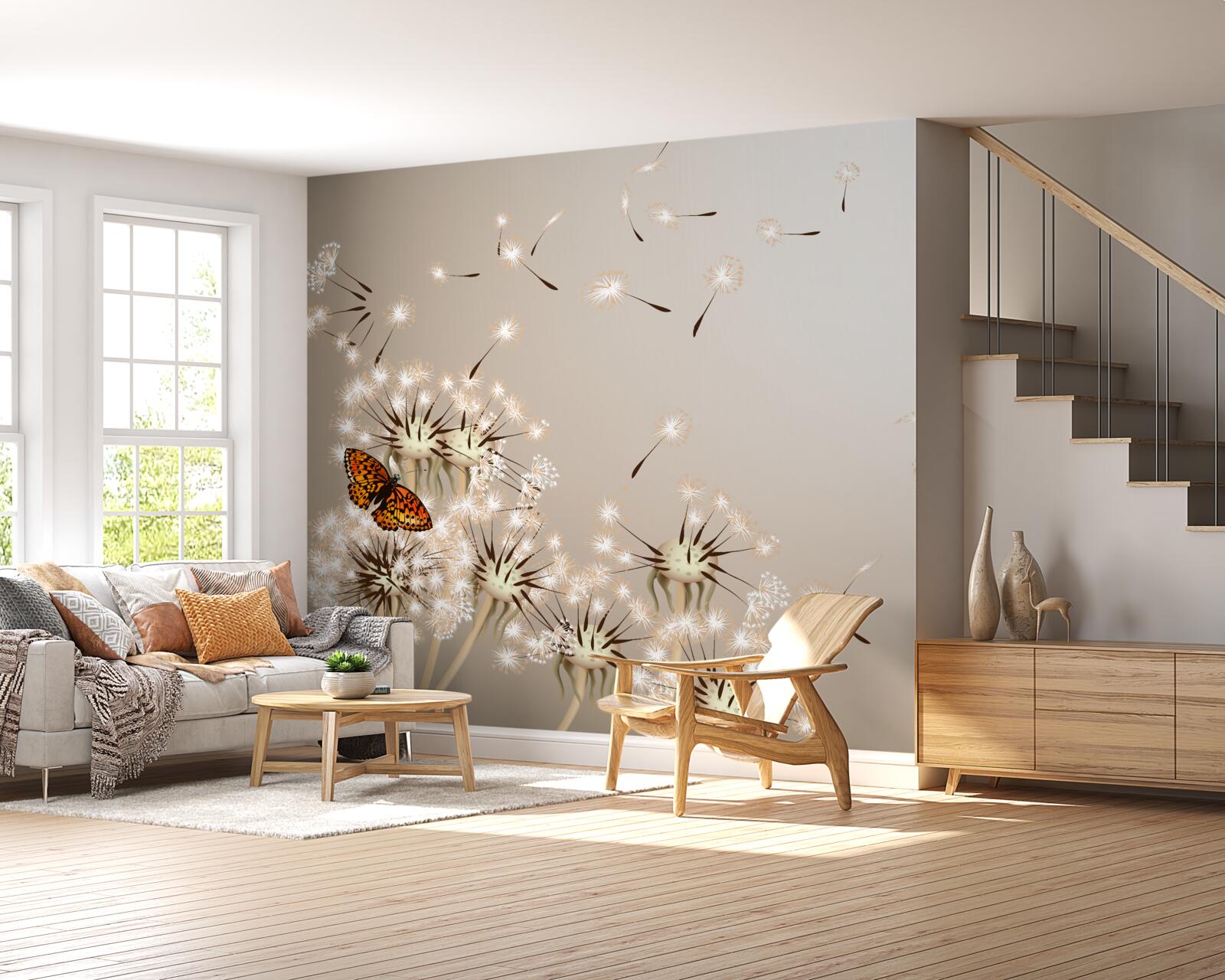 Papier peint papillon sur l'asclépiade délicate