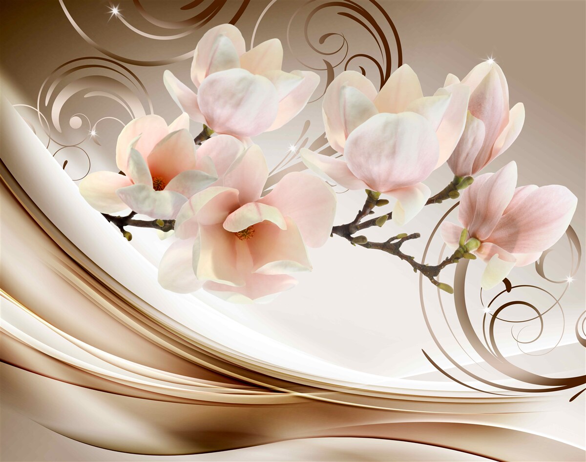 Papier peint une branche fleurie ornée de délicates fleurs roses