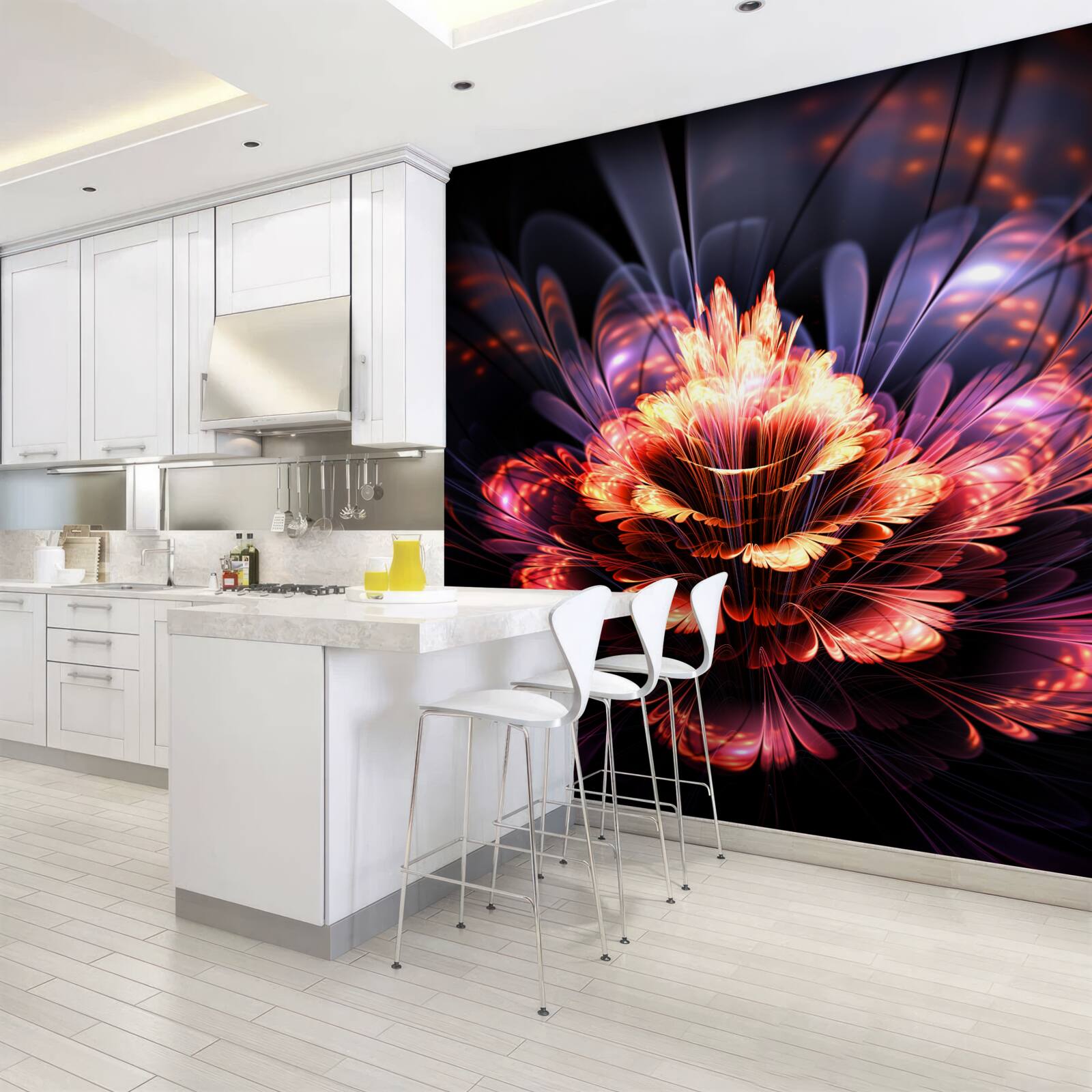 Papier peint une belle fleur qui brille comme une flamme