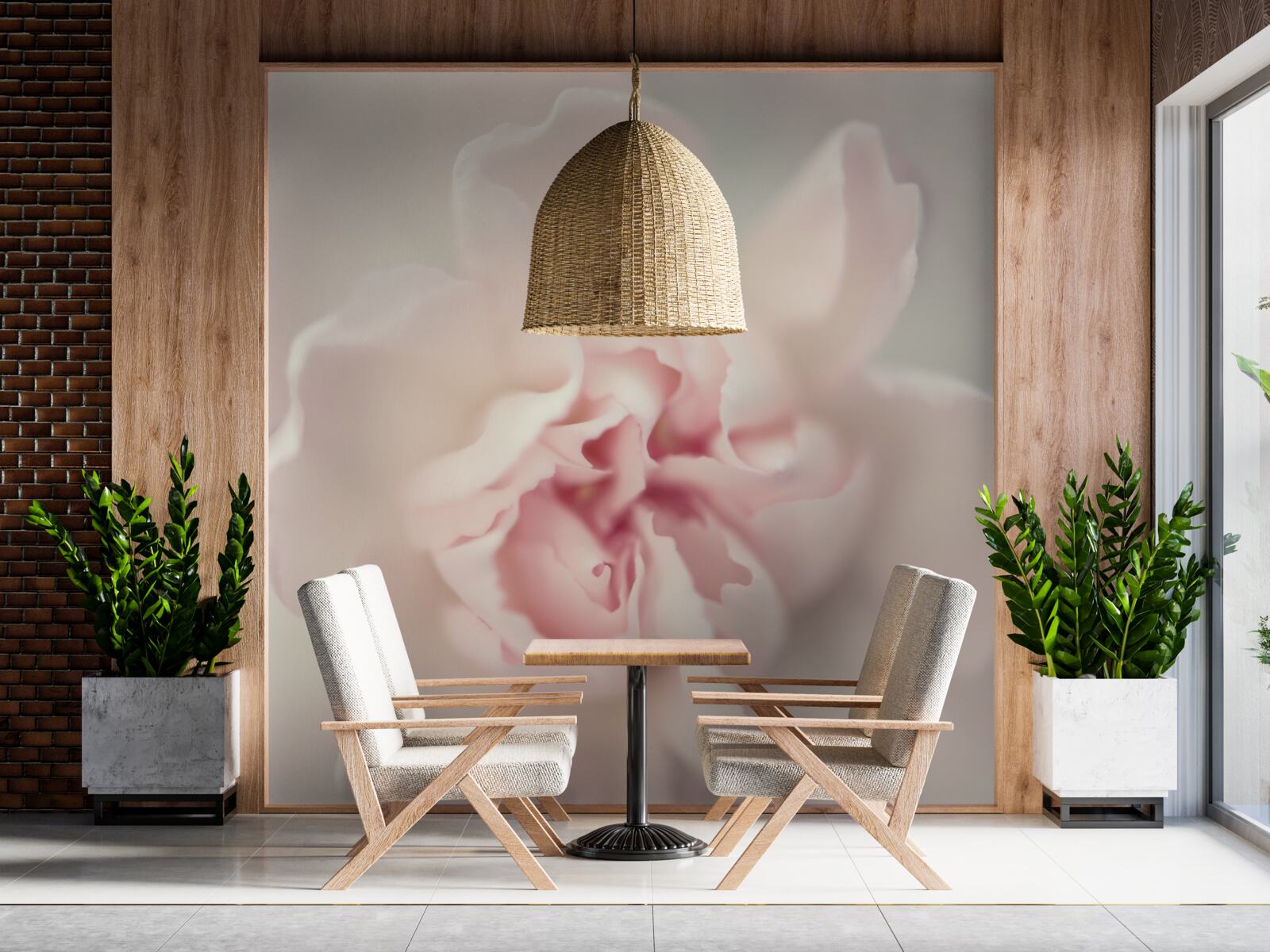 Papier peint bourgeon dans de délicates nuances de rose