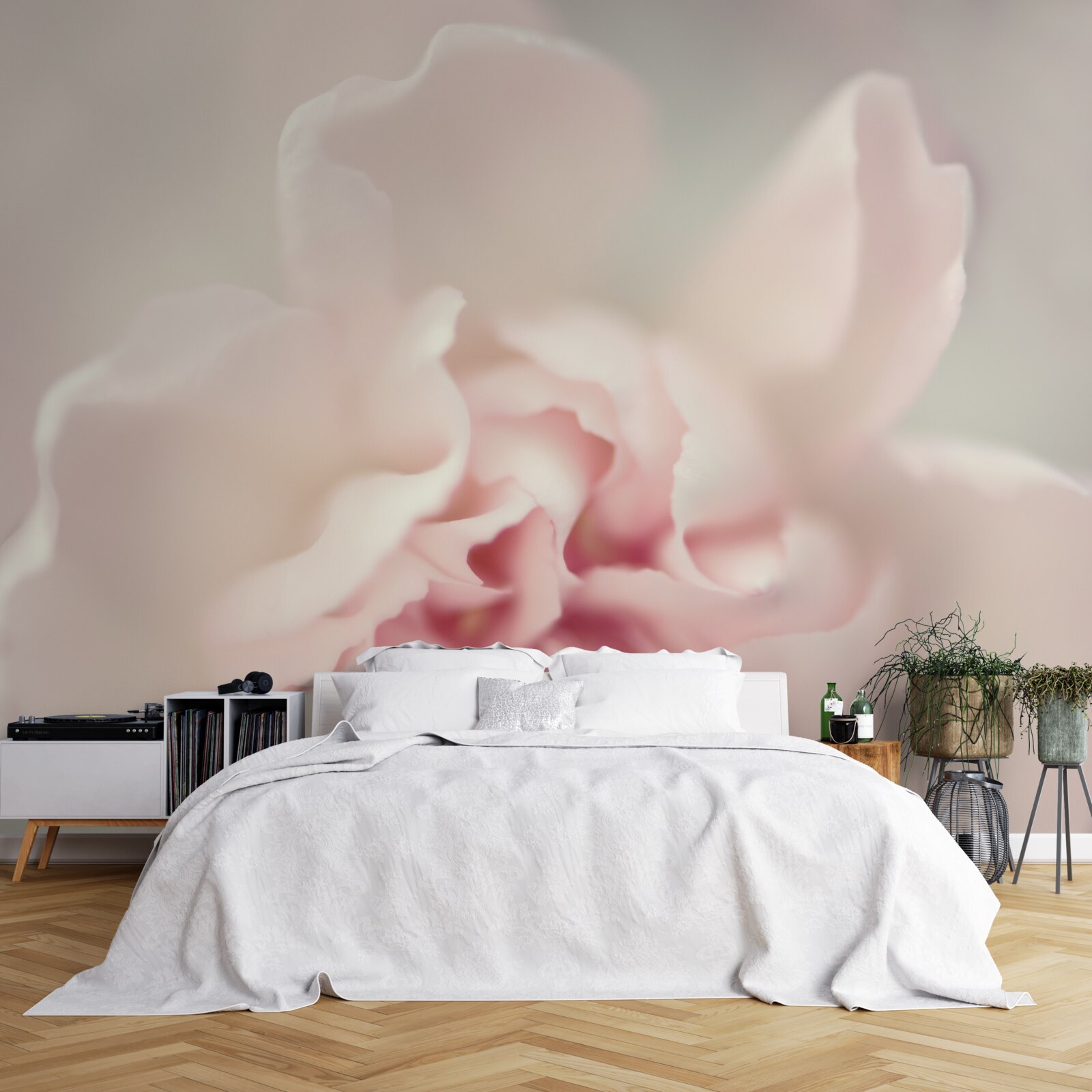 Papier peint bourgeon dans de délicates nuances de rose