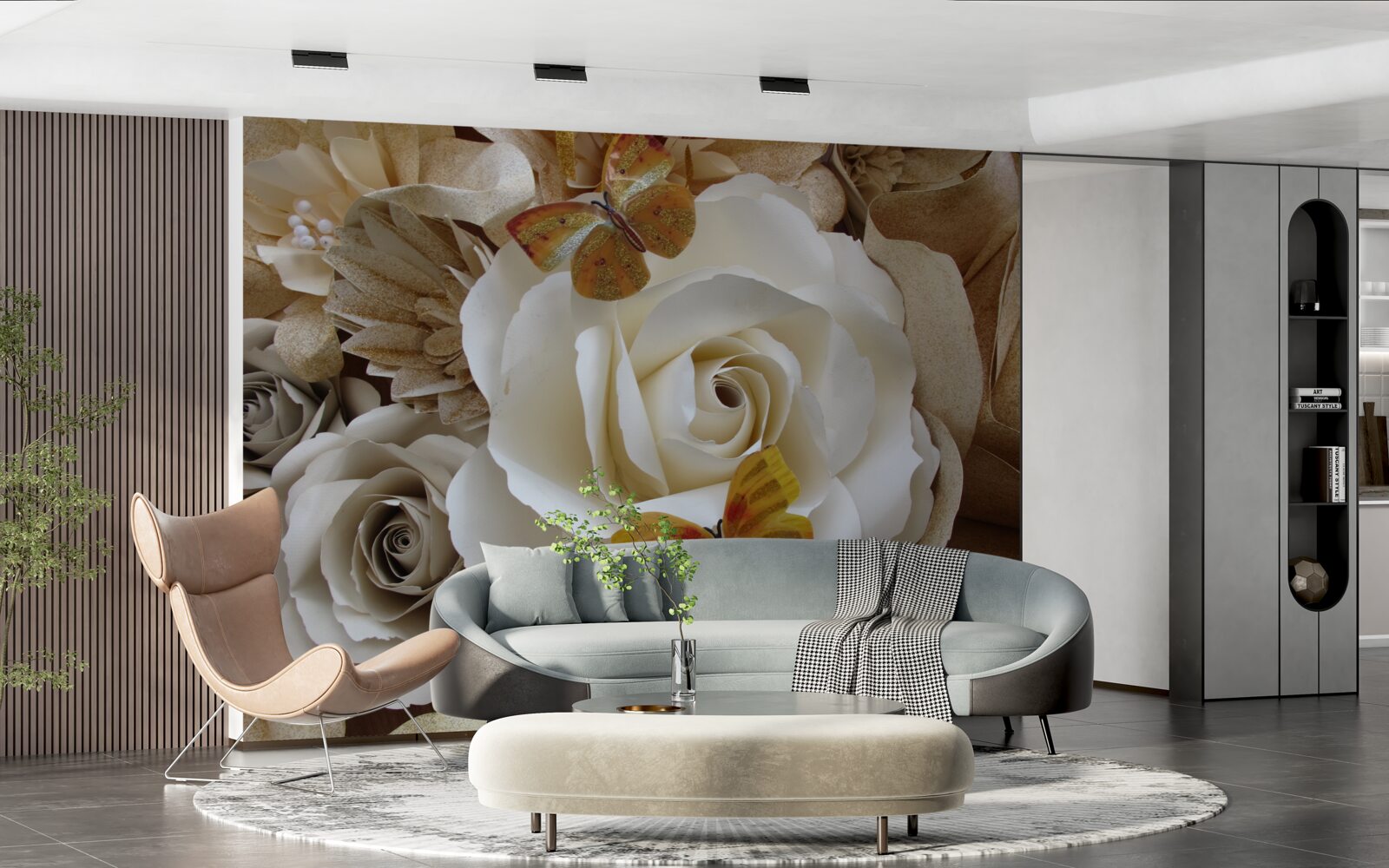 Papier peint un grand bosquet blanc est devenu un site d'atterrissage pour les papillons