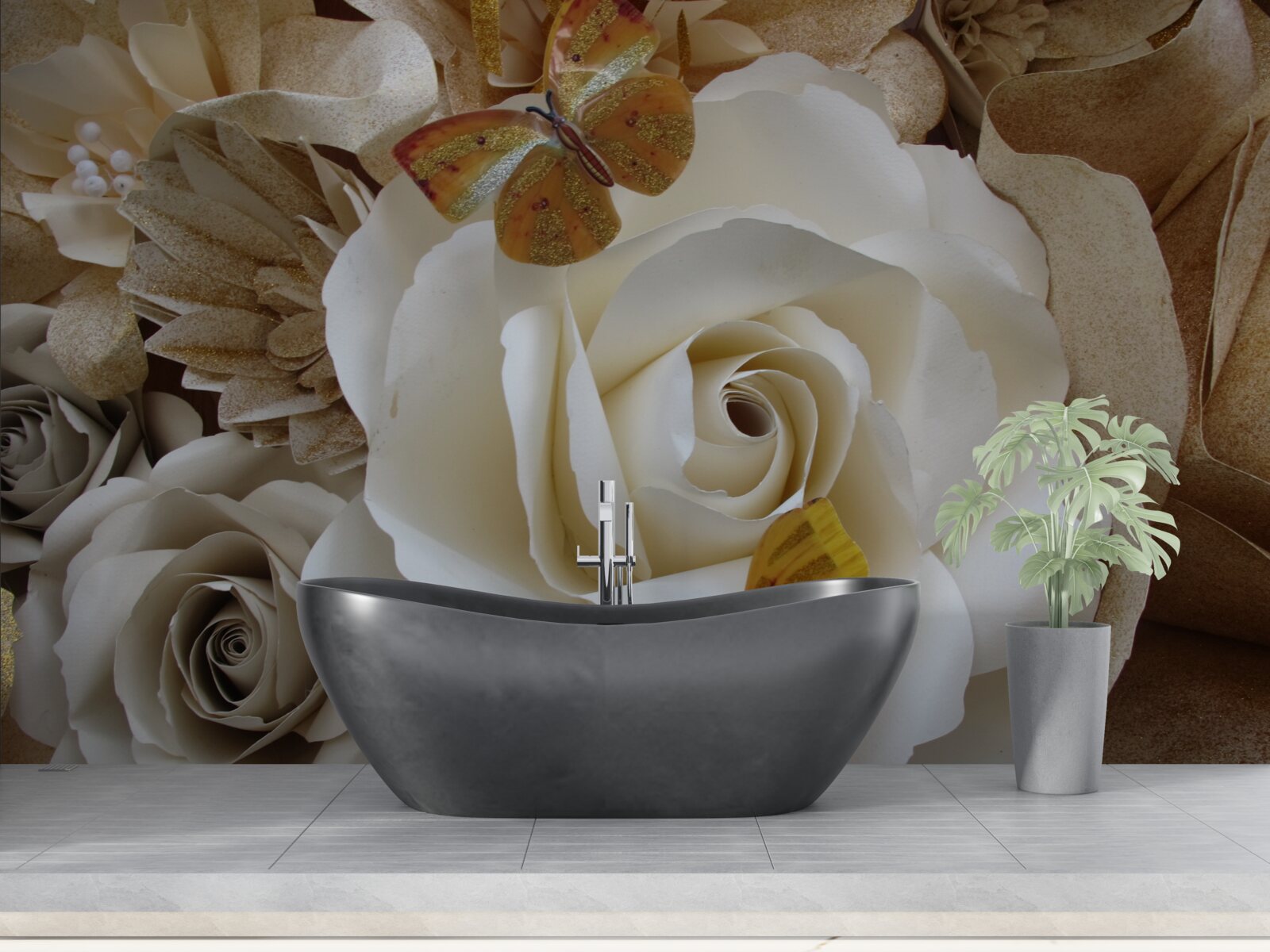 Papier peint un grand bosquet blanc est devenu un site d'atterrissage pour les papillons