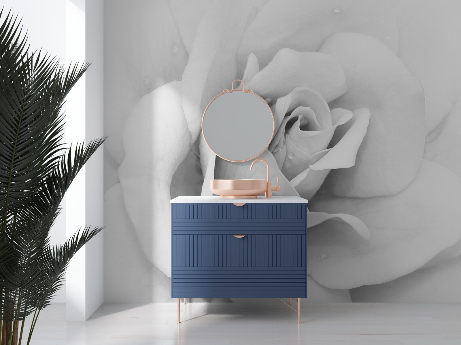 Papier peint image agrandie d'une rose blanche