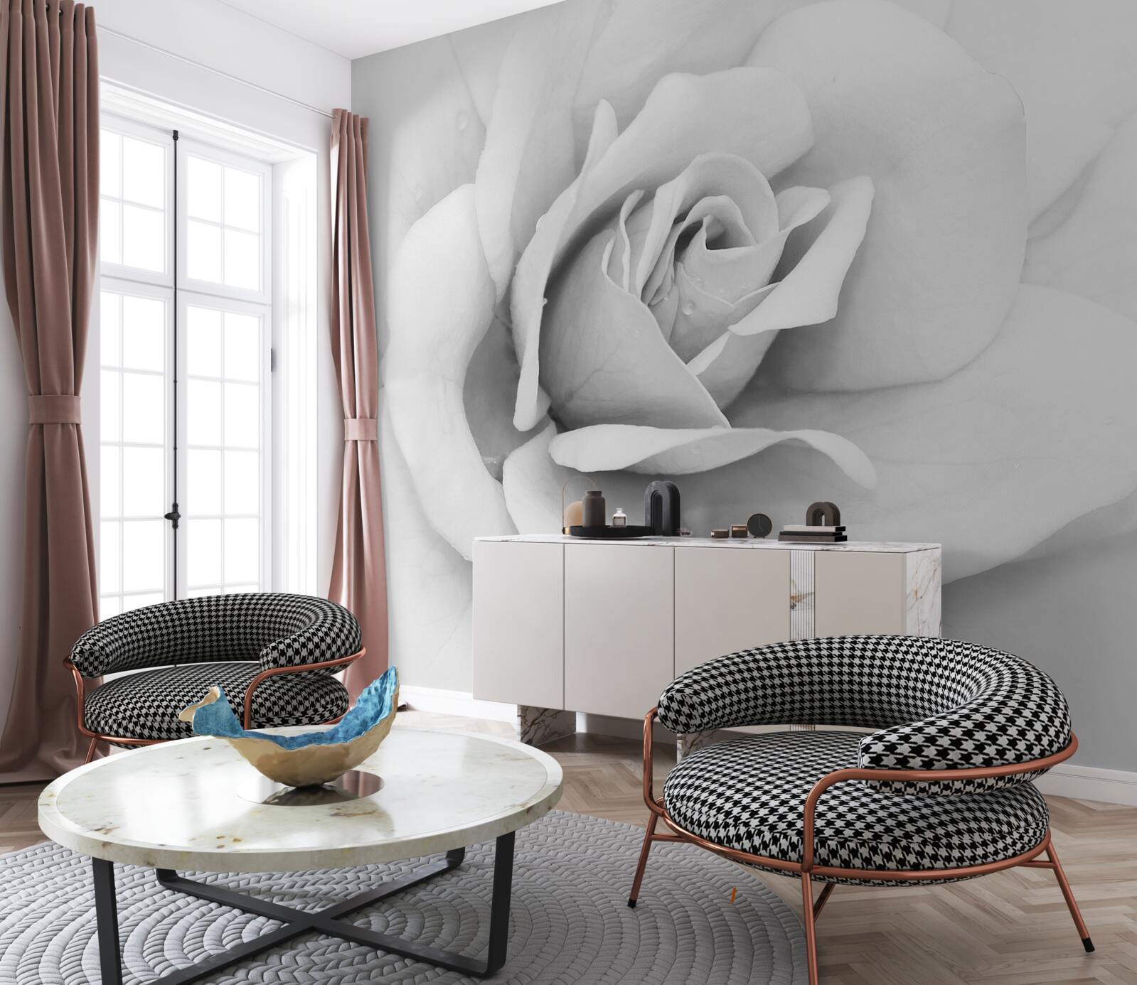 Papier peint image agrandie d'une rose blanche