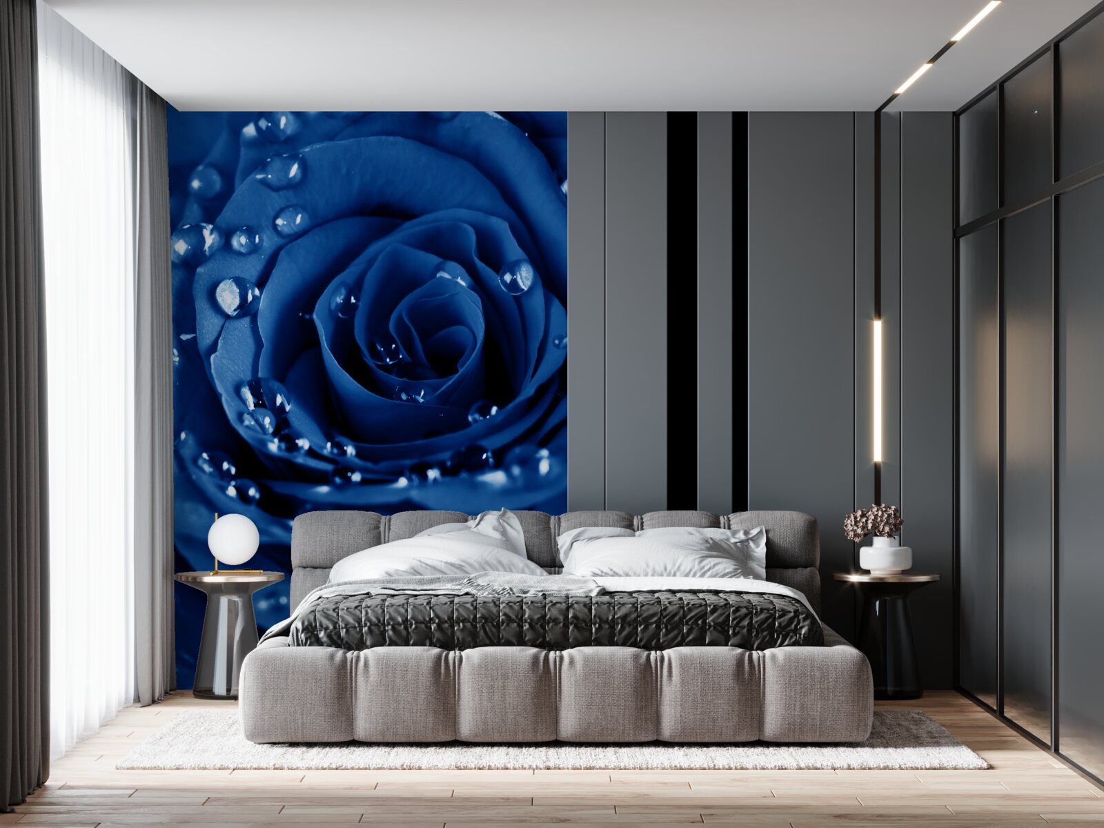 Papier peint rose bleue décorée de gouttes d'eau