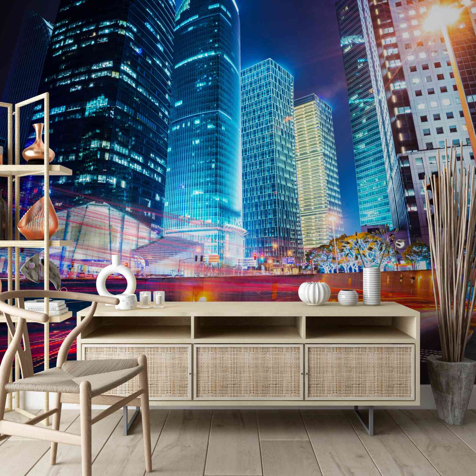 Papier peint paysage nocturne de la métropole