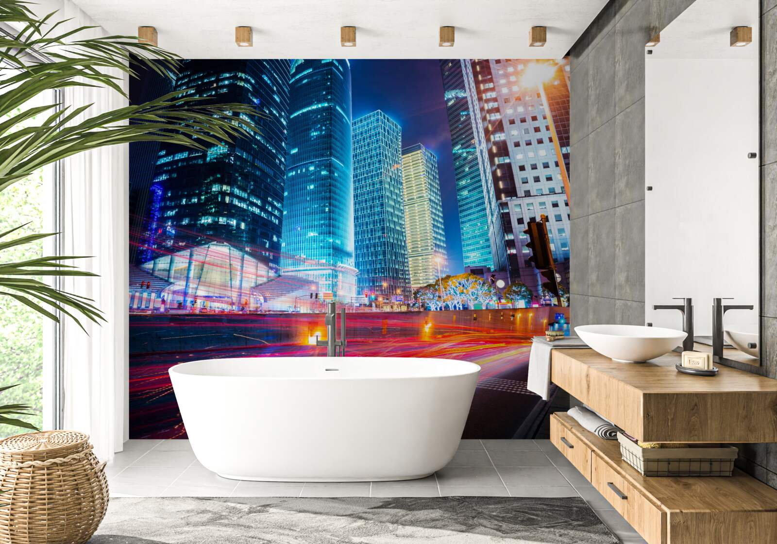 Papier peint paysage nocturne de la métropole