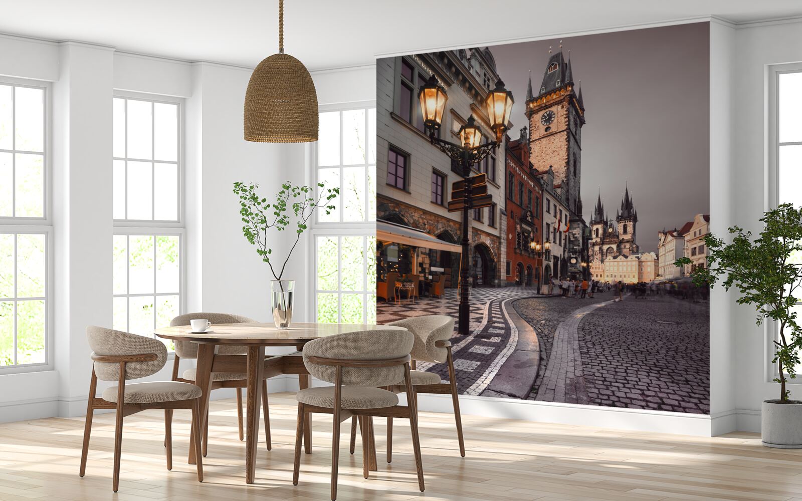 Papier peint une rue de prague qui respire la convivialite