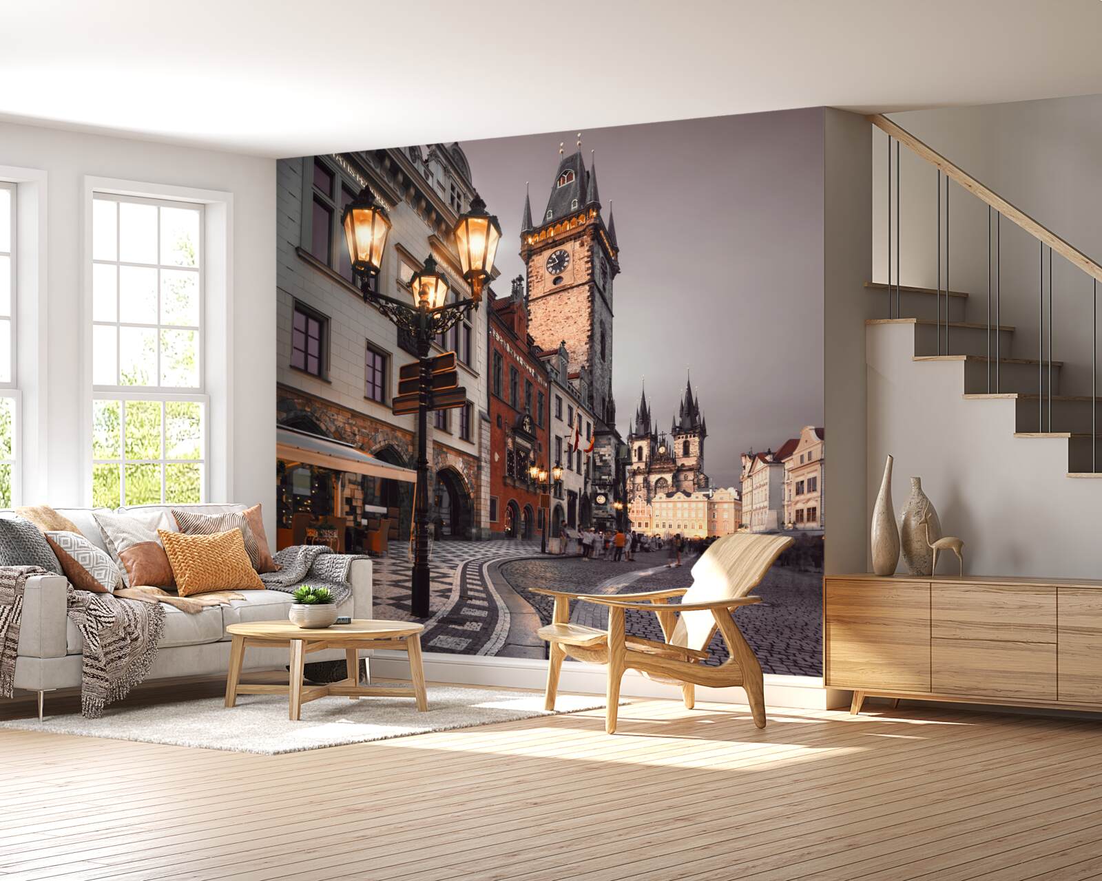 Papier peint une rue de prague qui respire la convivialite