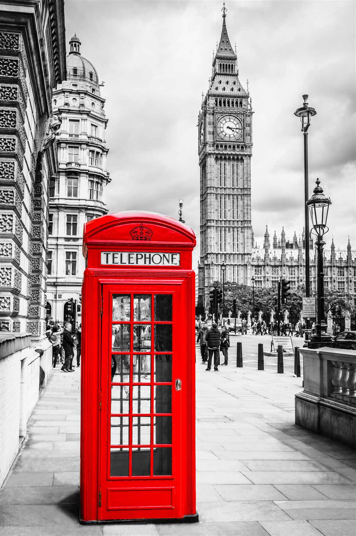 Papier peint cabine téléphonique rouge devant big ben en arrière-plan