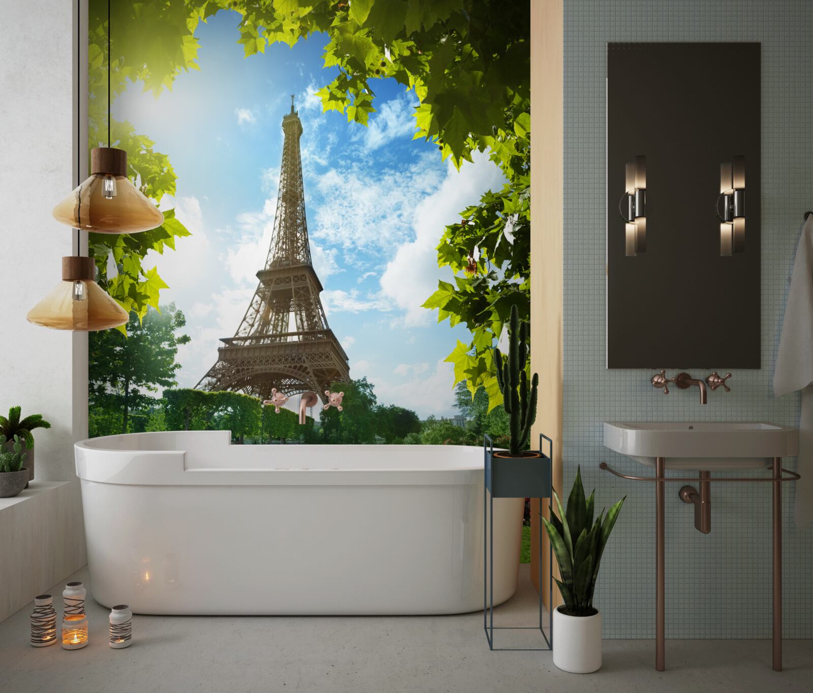 Papier peint panorama époustouflant de la tour eiffel