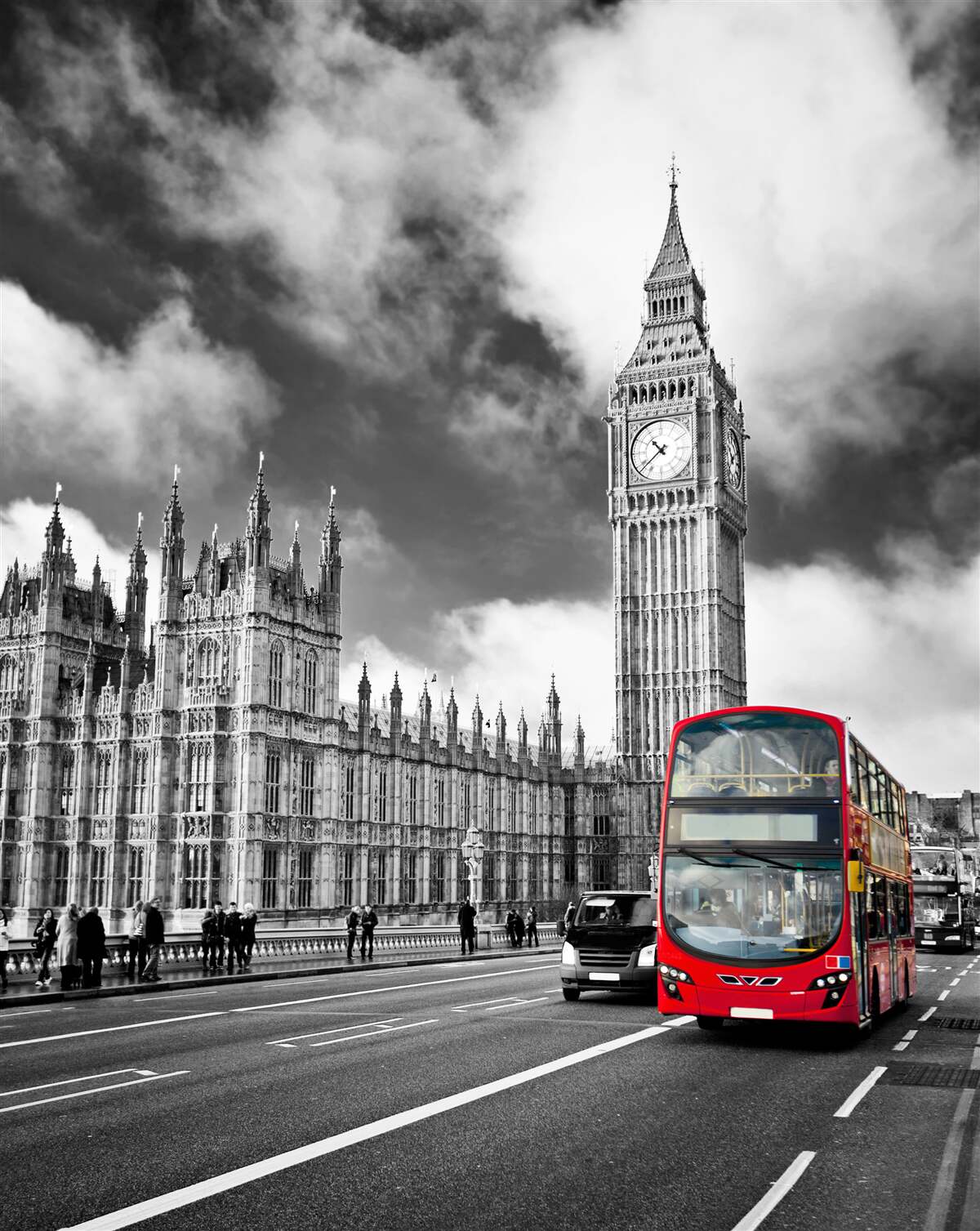 Papier peint big ben et le bus rouge