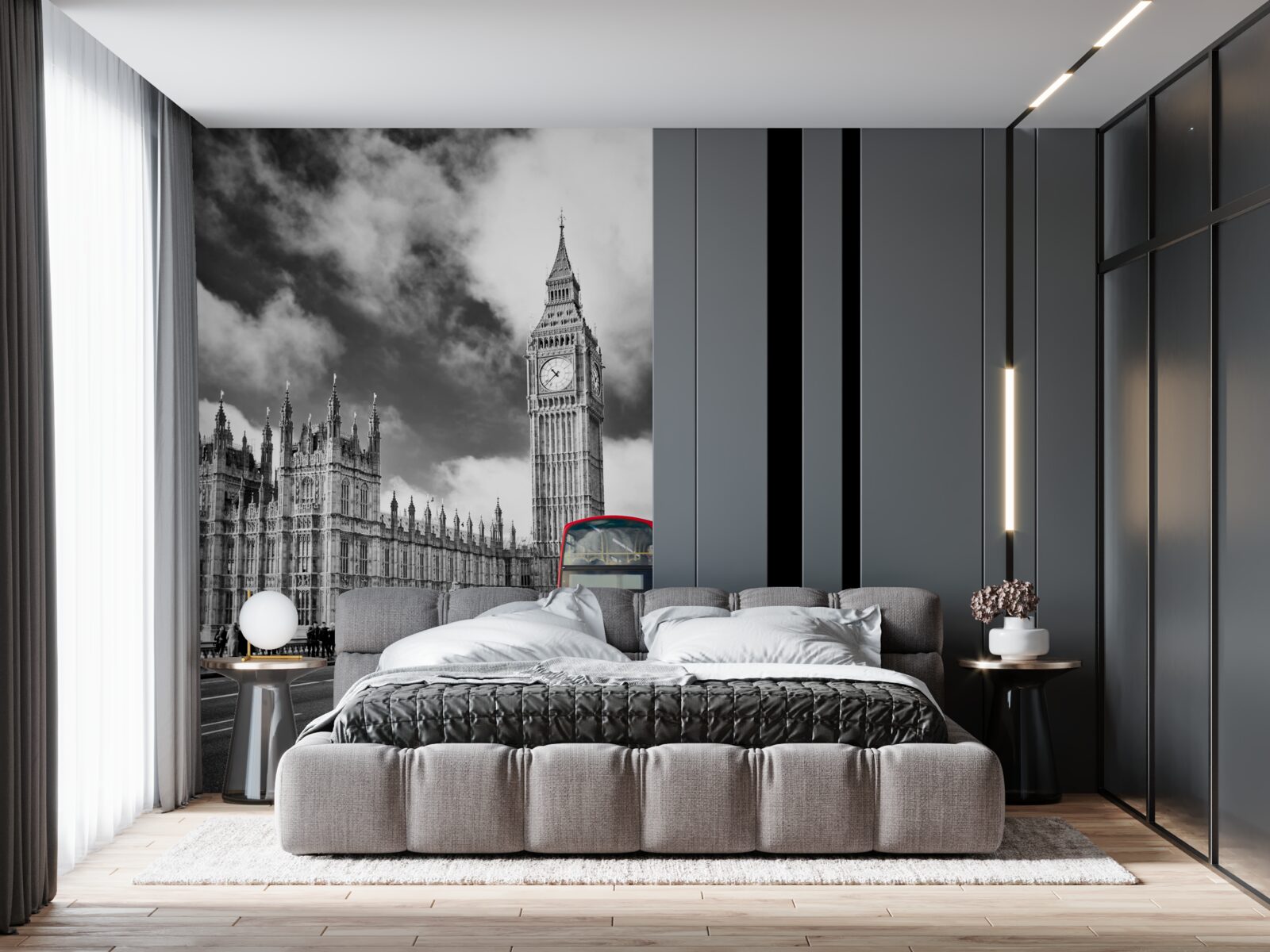 Papier peint big ben et le bus rouge