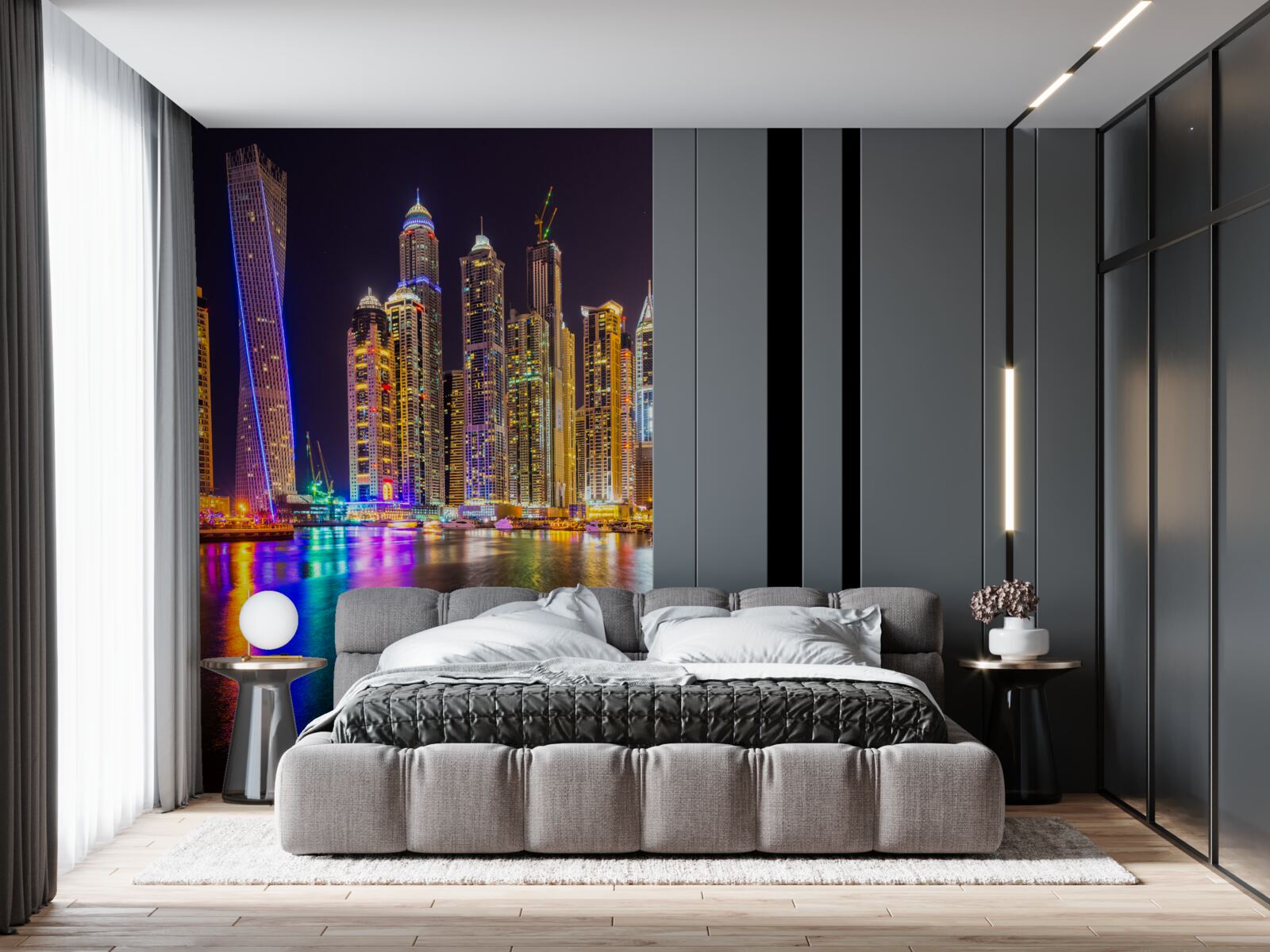 Papier peint l'éclairage urbain nocturne