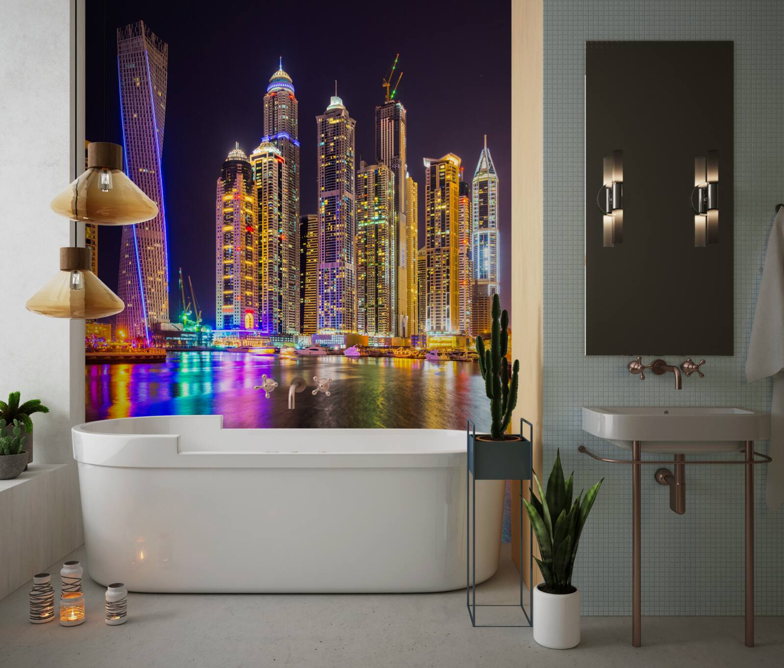 Papier peint l'éclairage urbain nocturne