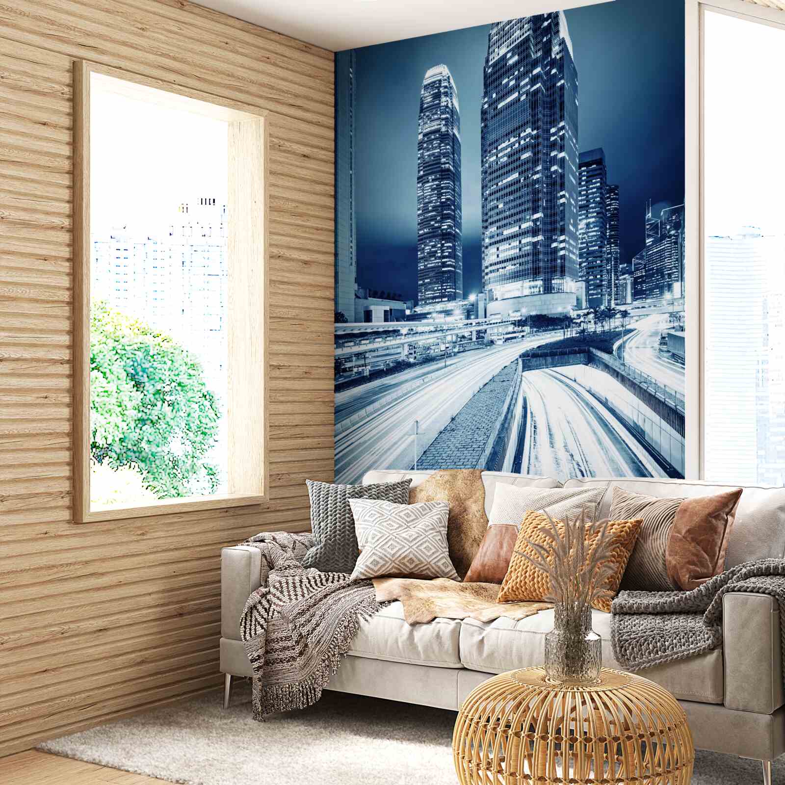 Papier peint Chemin menant aux immeubles de grande hauteur