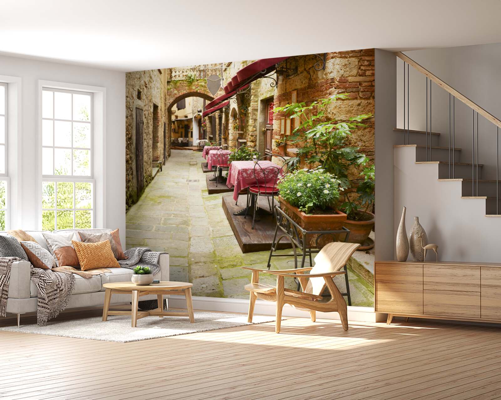 Papier peint rue calme dans un quartier historique de la ville