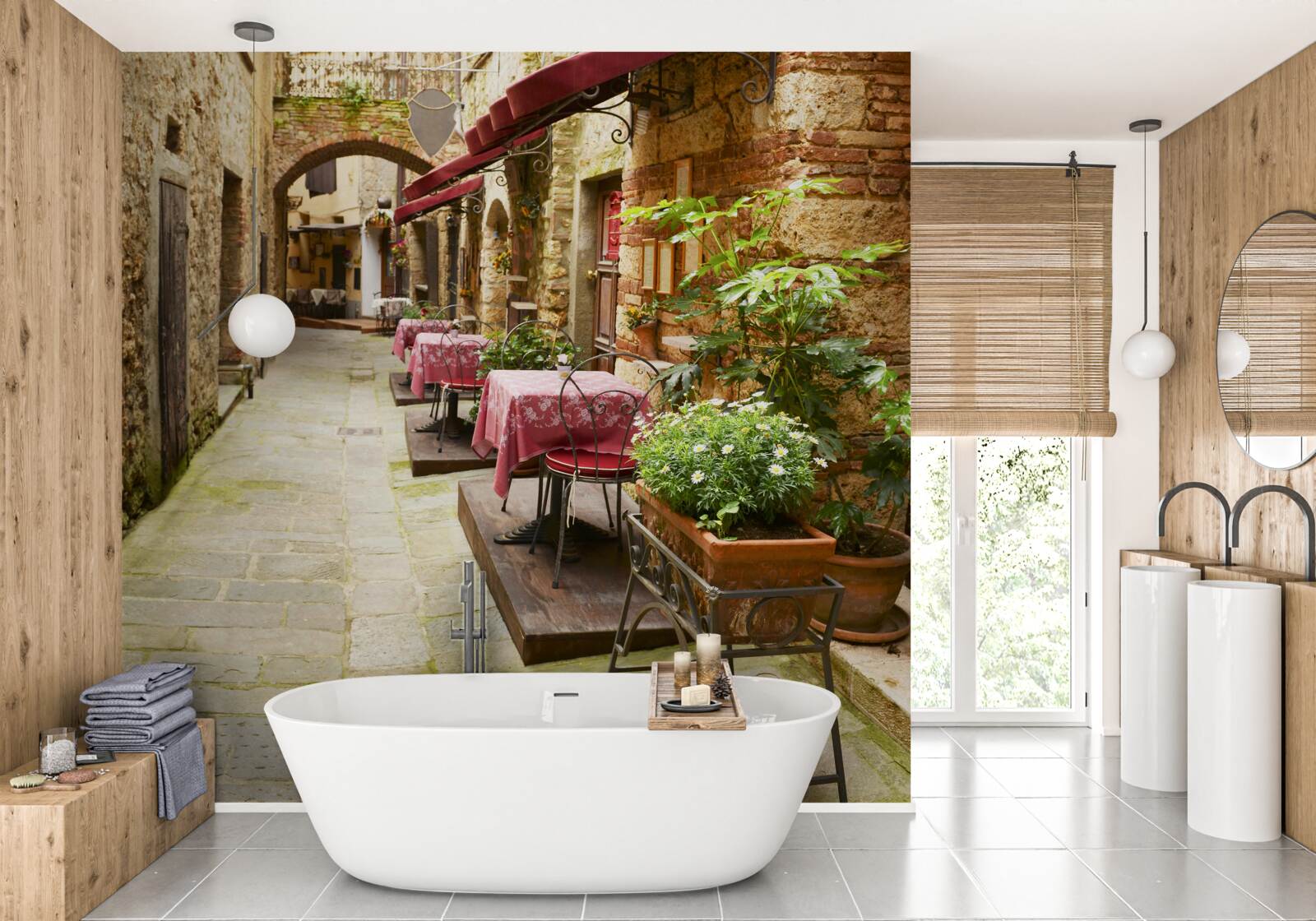 Papier peint rue calme dans un quartier historique de la ville