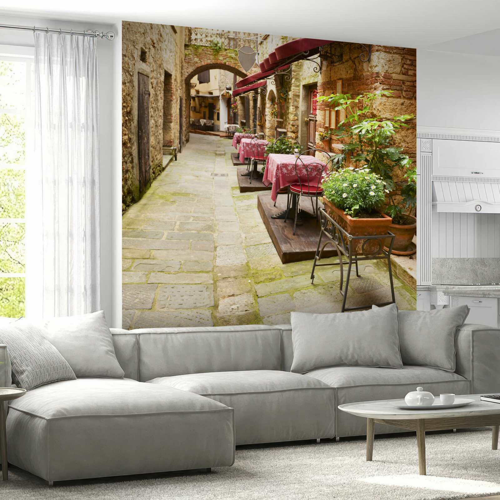 Papier peint rue calme dans un quartier historique de la ville