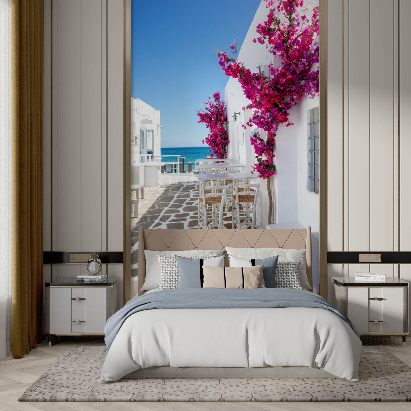 Papier peint rue de la mer peinte en blanc