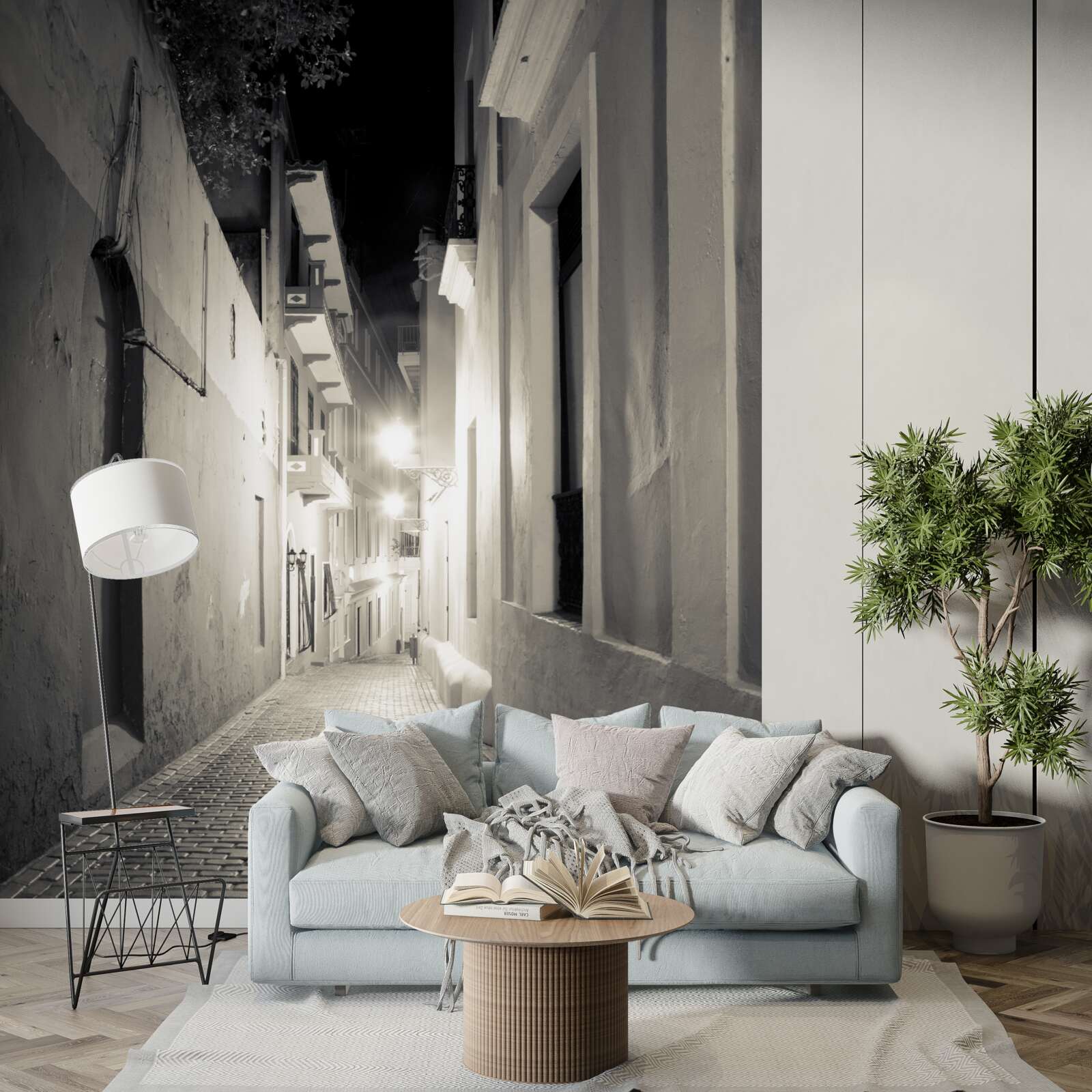 Papier peint une rue nocturne sans personne