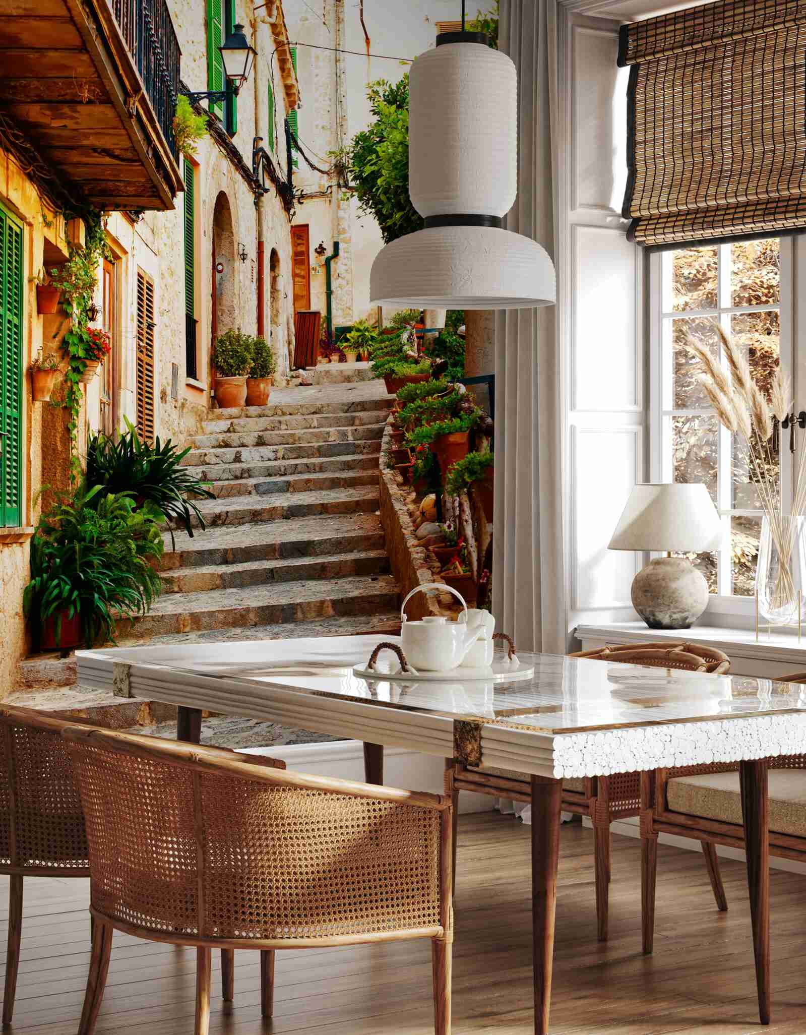 Papier peint escalier en pierre pour habitations privées