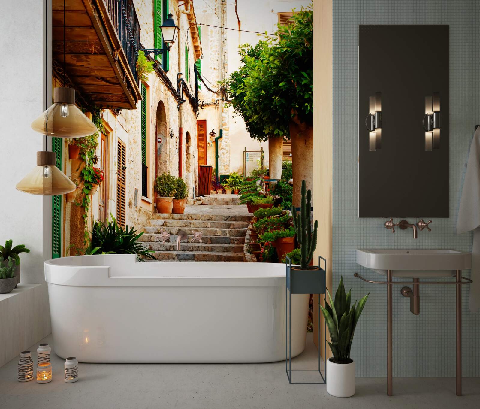 Papier peint escalier en pierre pour habitations privées