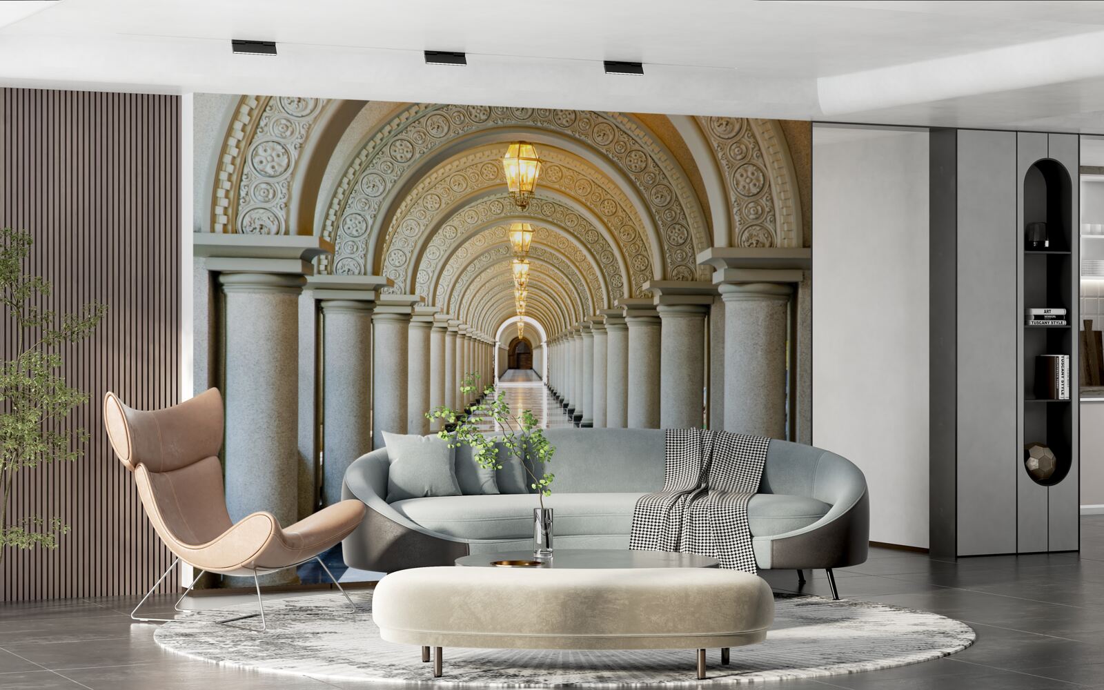 Papier peint une interminable rangée de piliers de marbre