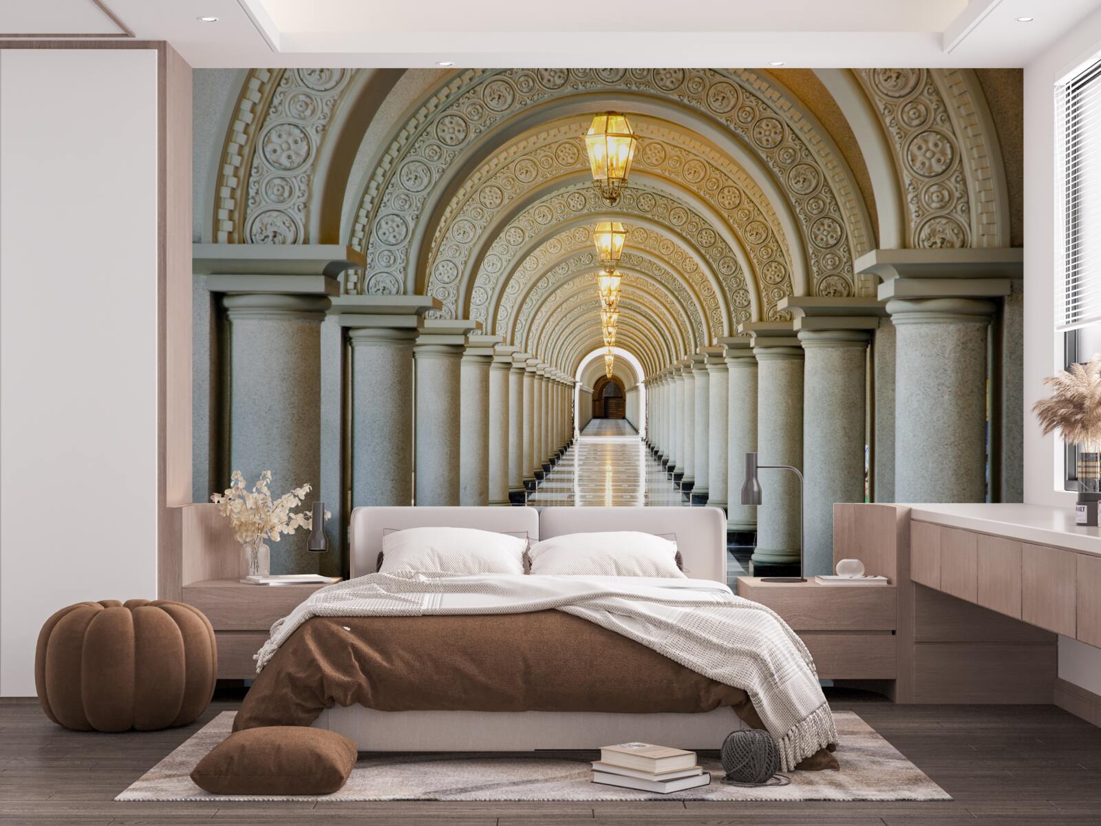 Papier peint une interminable rangée de piliers de marbre