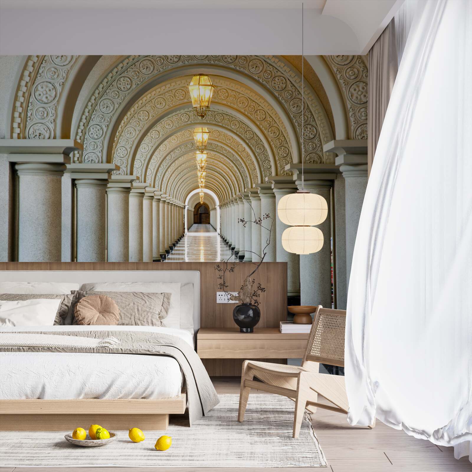 Papier peint une interminable rangée de piliers de marbre