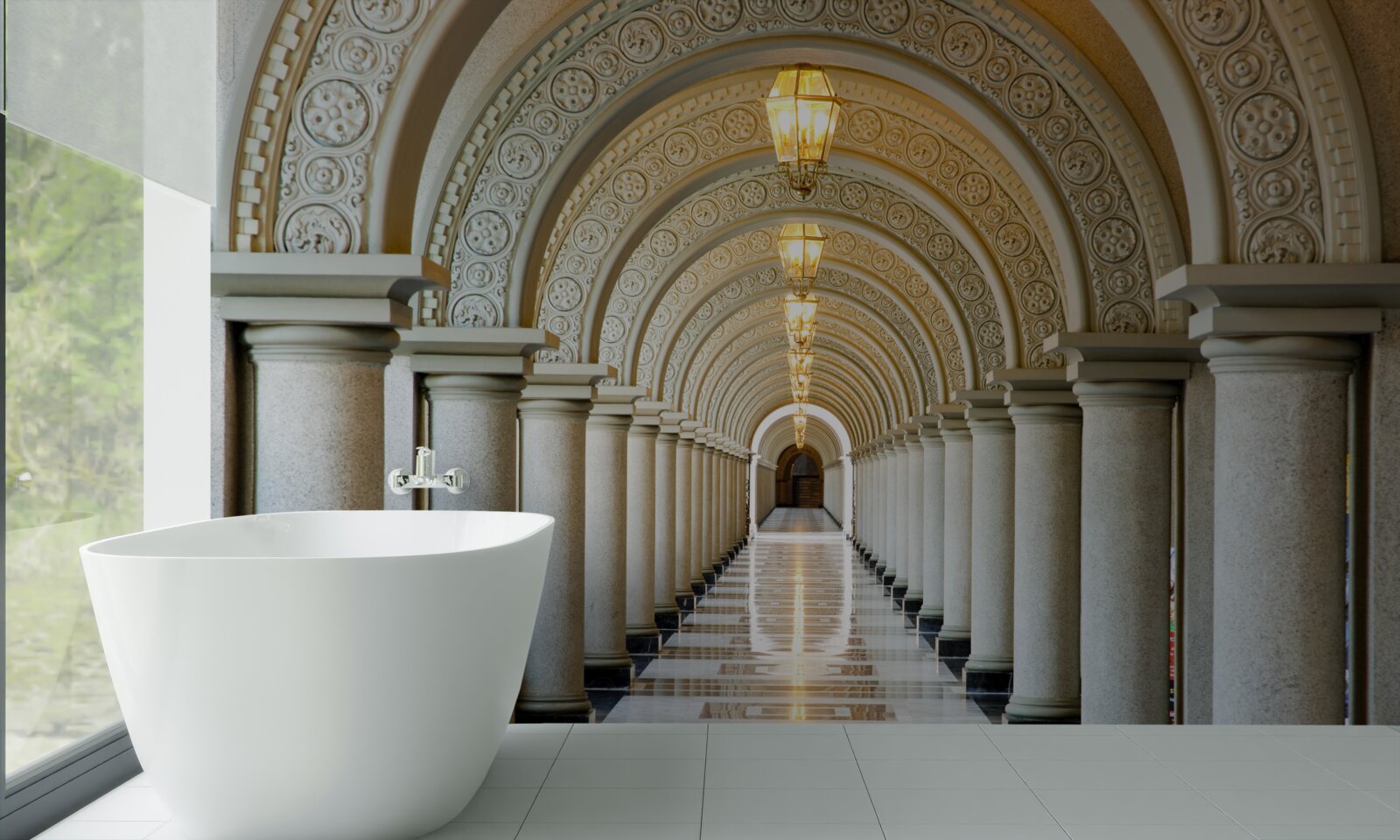 Papier peint une interminable rangée de piliers de marbre