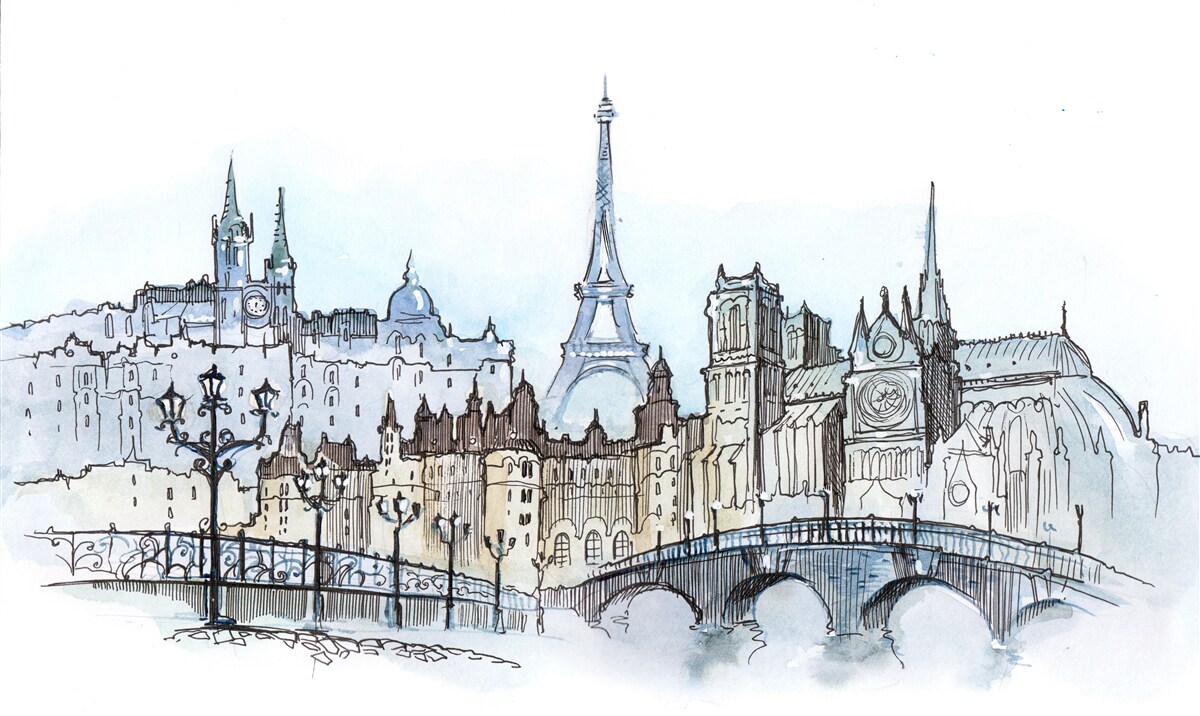 Papier peint promenade dans le vieux paris