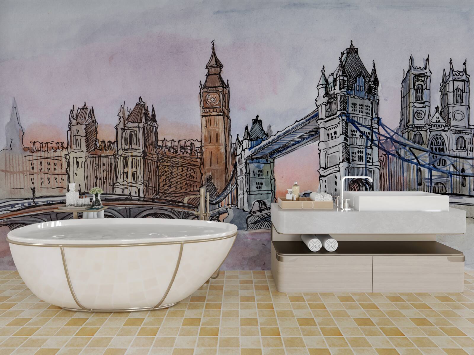 Papier peint monuments emblématiques de la grande-bretagne