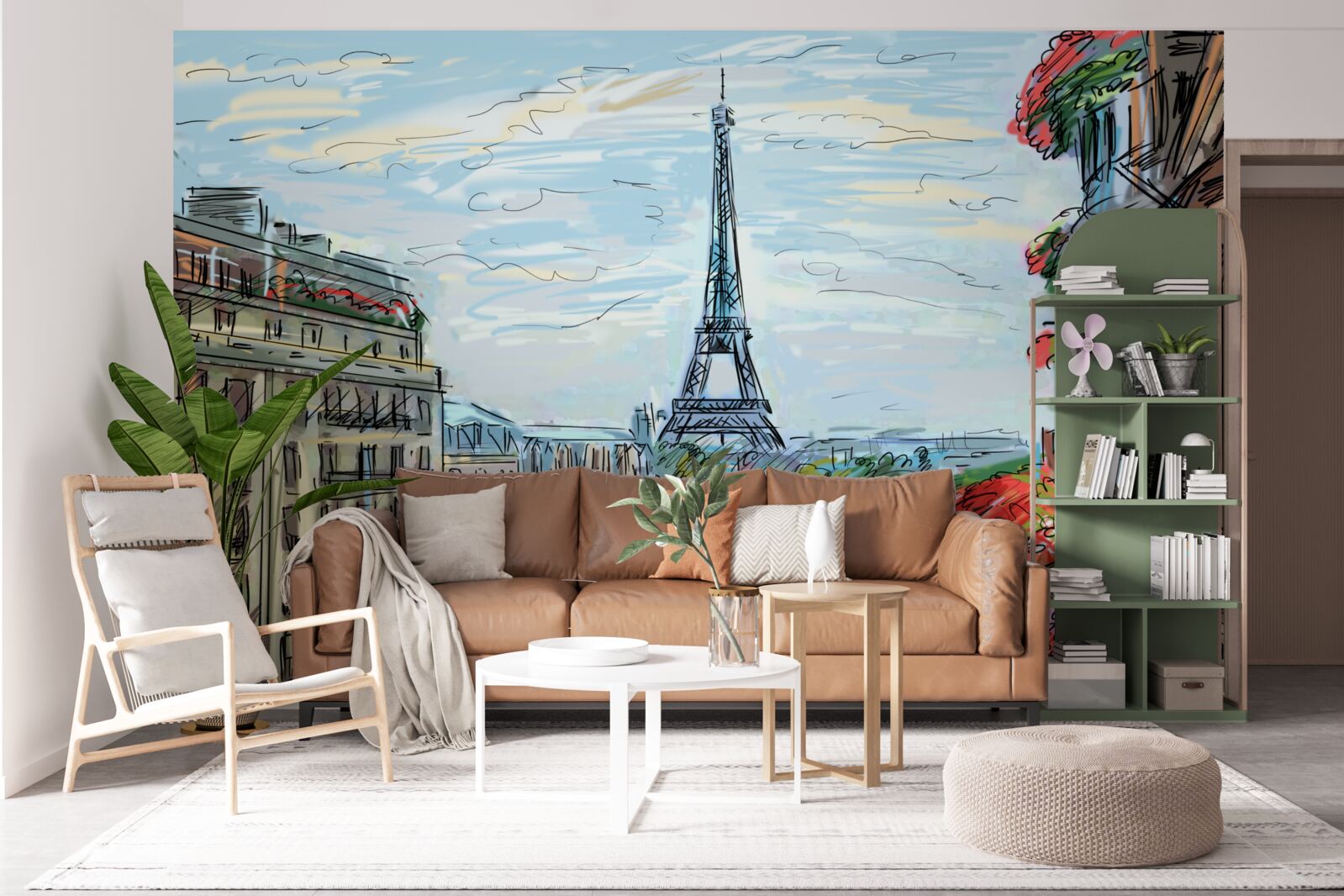 Papier peint vue imprenable sur la tour eiffel depuis le balcon