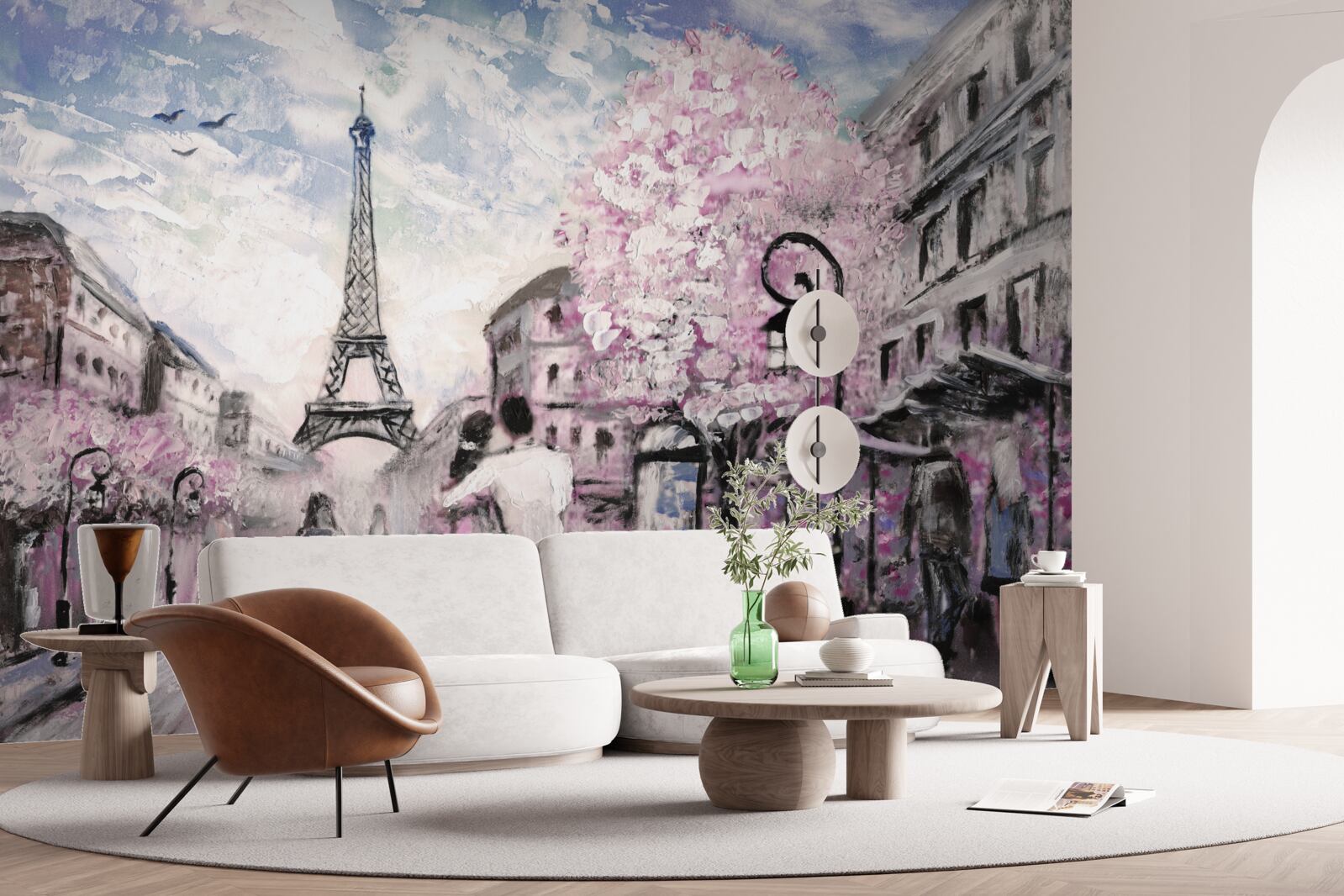 Papier peint un couple amoureux dans les rues de paris