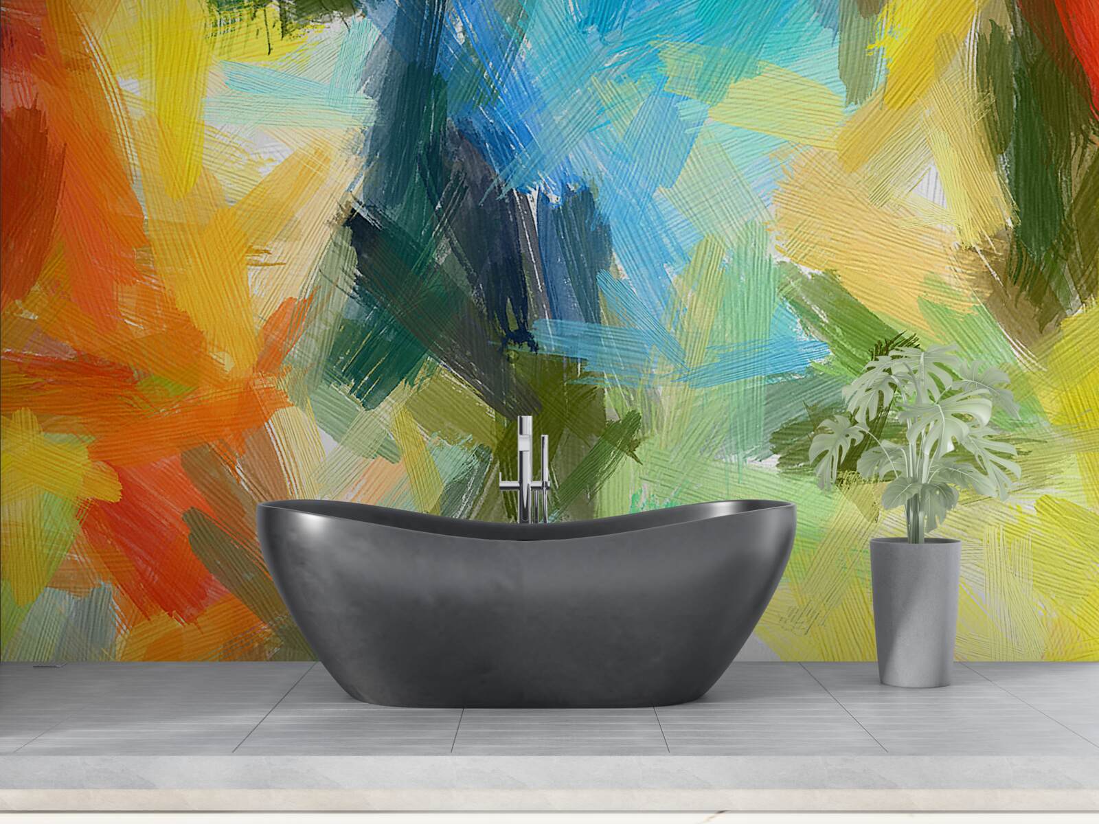 Papier peint peinture à l'huile abstraite représentant l'automne