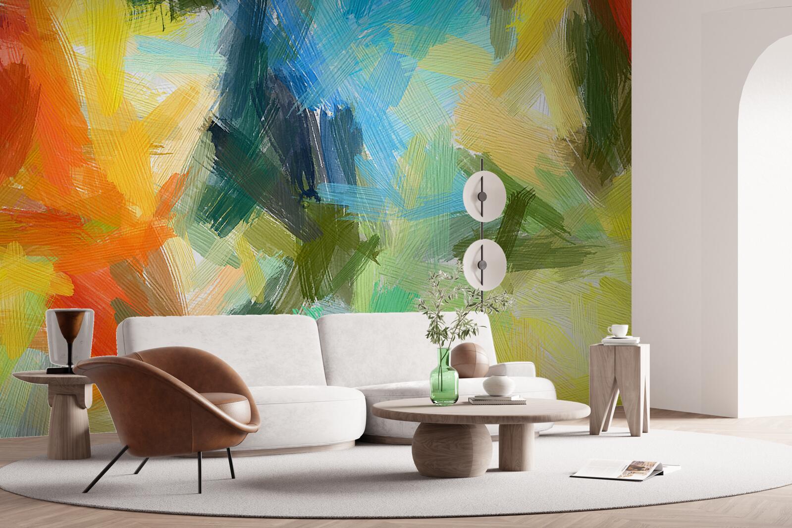 Papier peint peinture à l'huile abstraite représentant l'automne