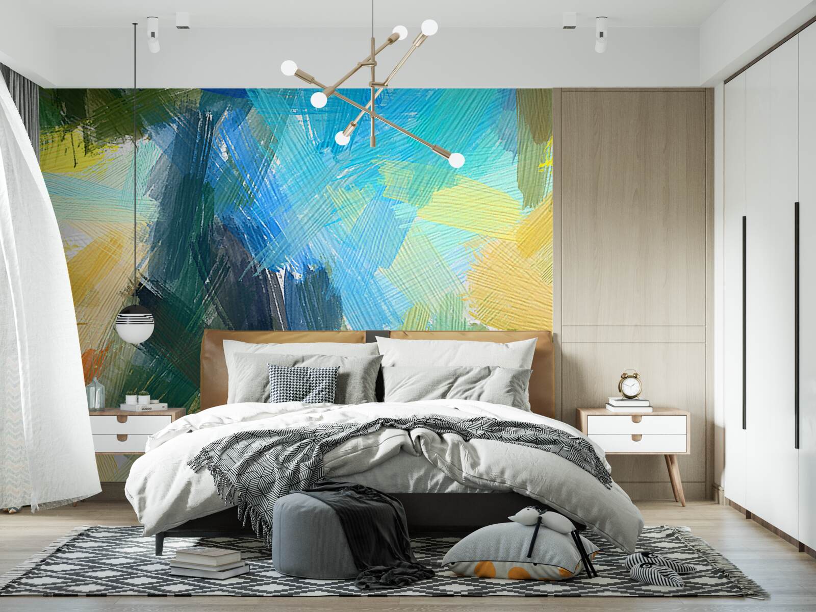 Papier peint abstraction automnale réalisée à la peinture à l'huile