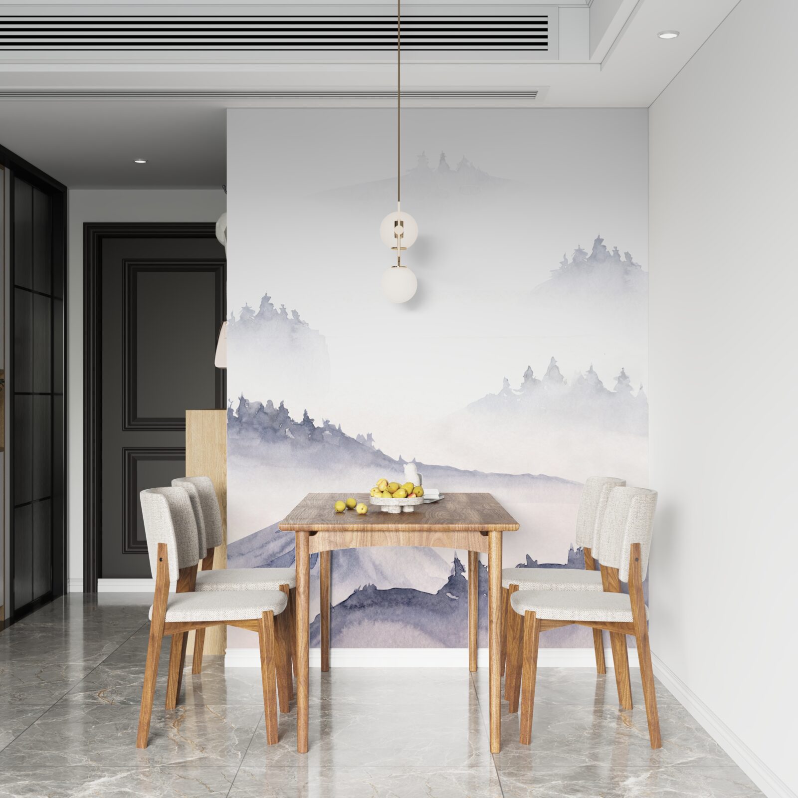 Papier peint les montagnes sont plongées dans le brouillard