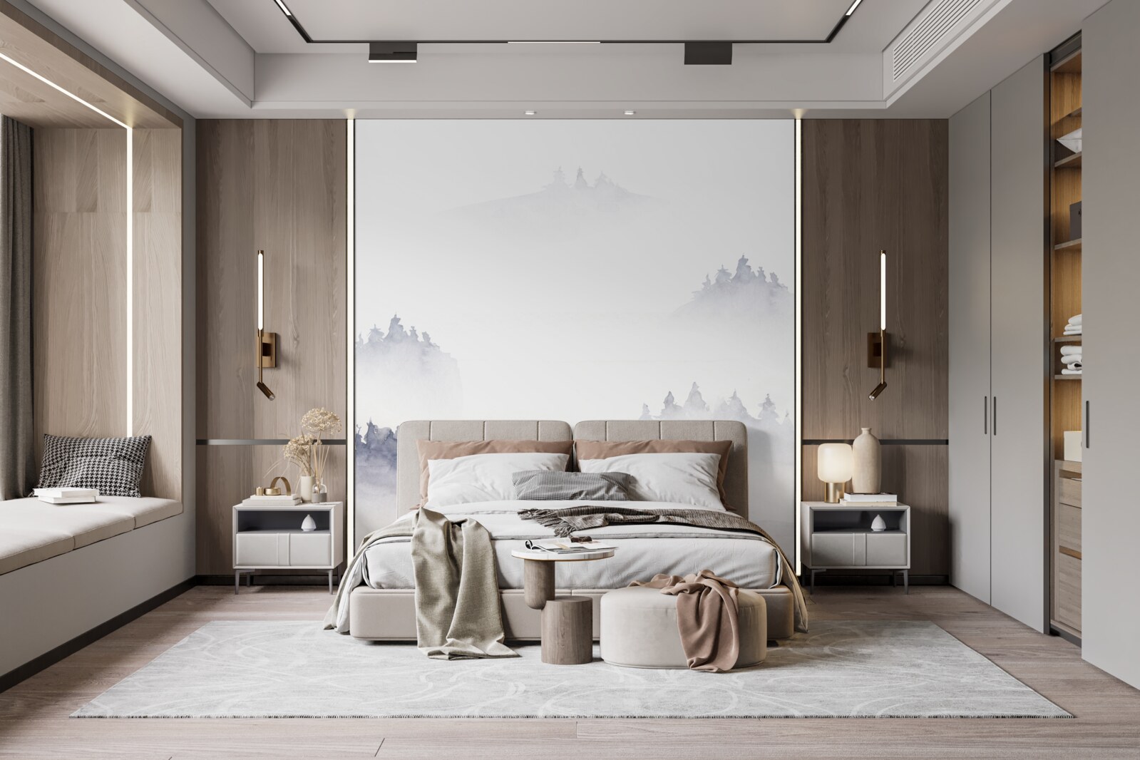 Papier peint les montagnes sont plongées dans le brouillard