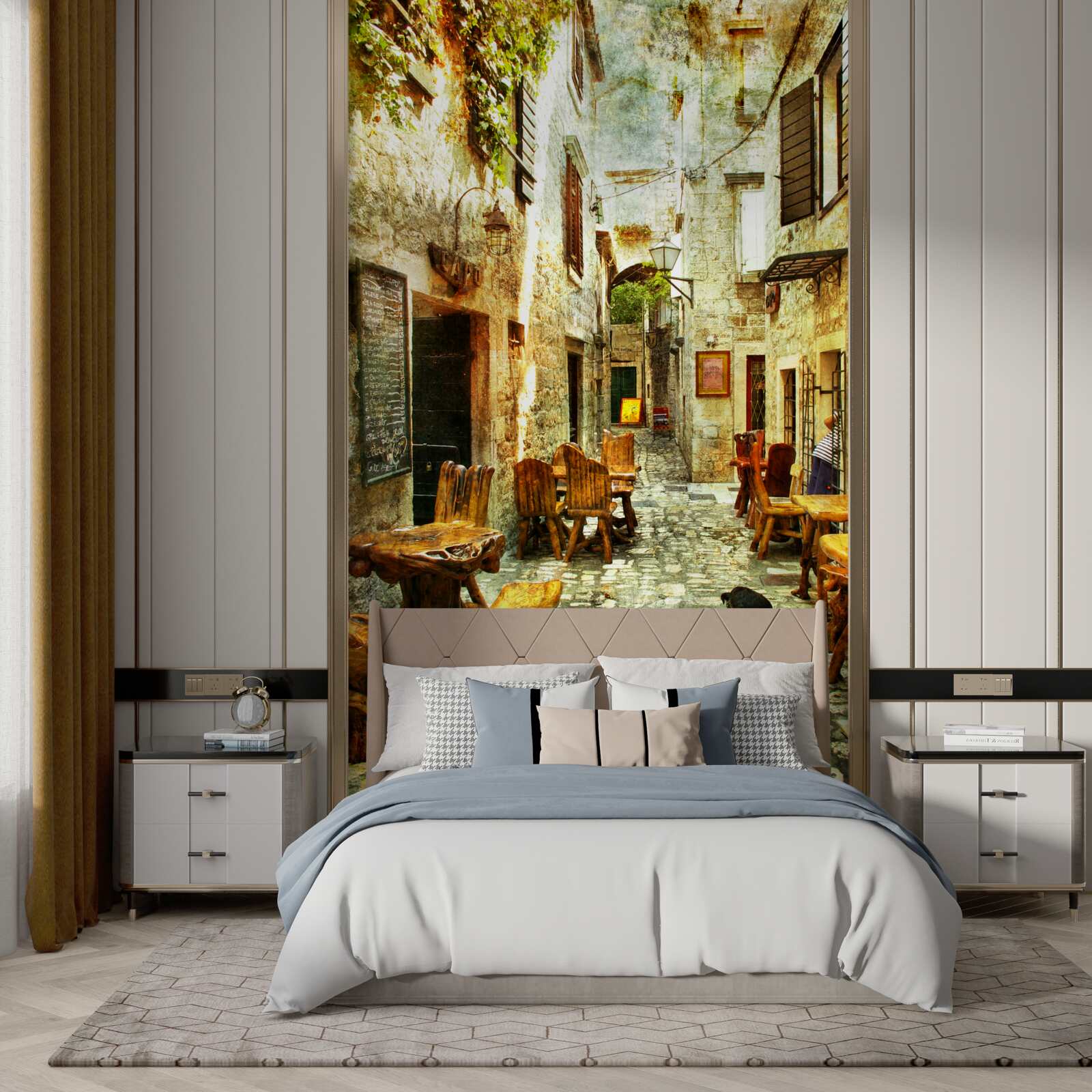 Papier peint café confortable et tranquille dans un quartier historique de la ville