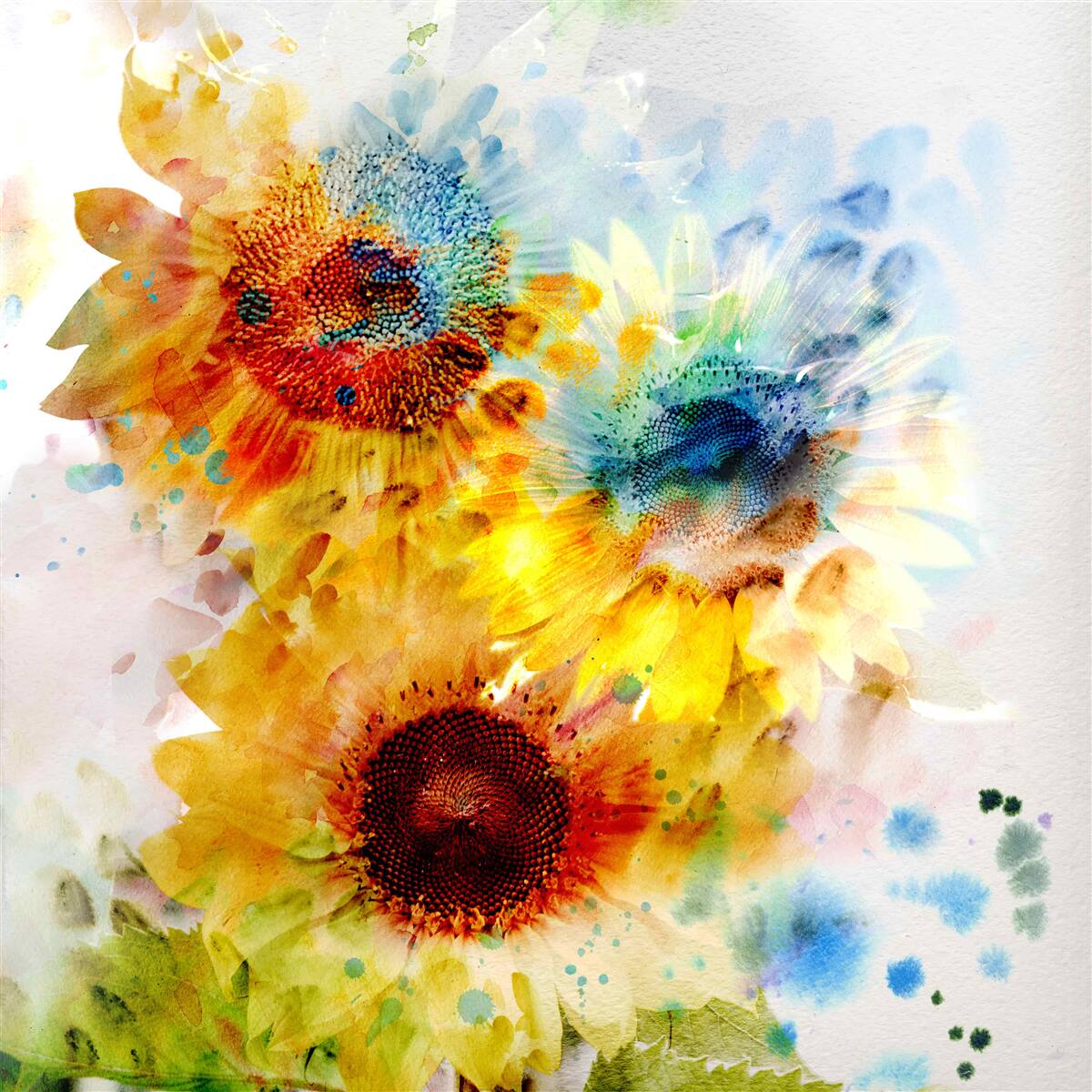 Papier peint bouquet de tournesols d'été