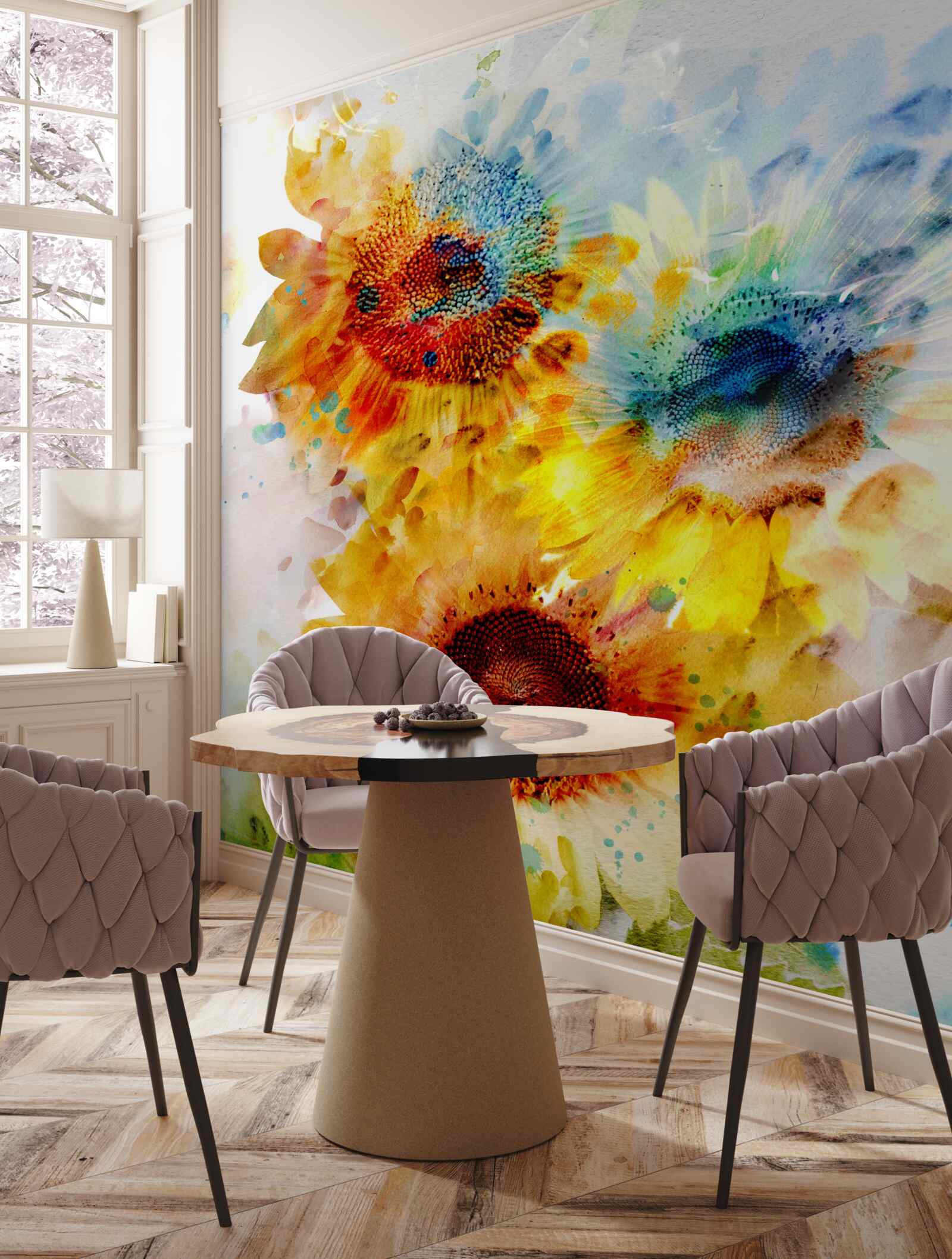 Papier peint bouquet de tournesols d'été