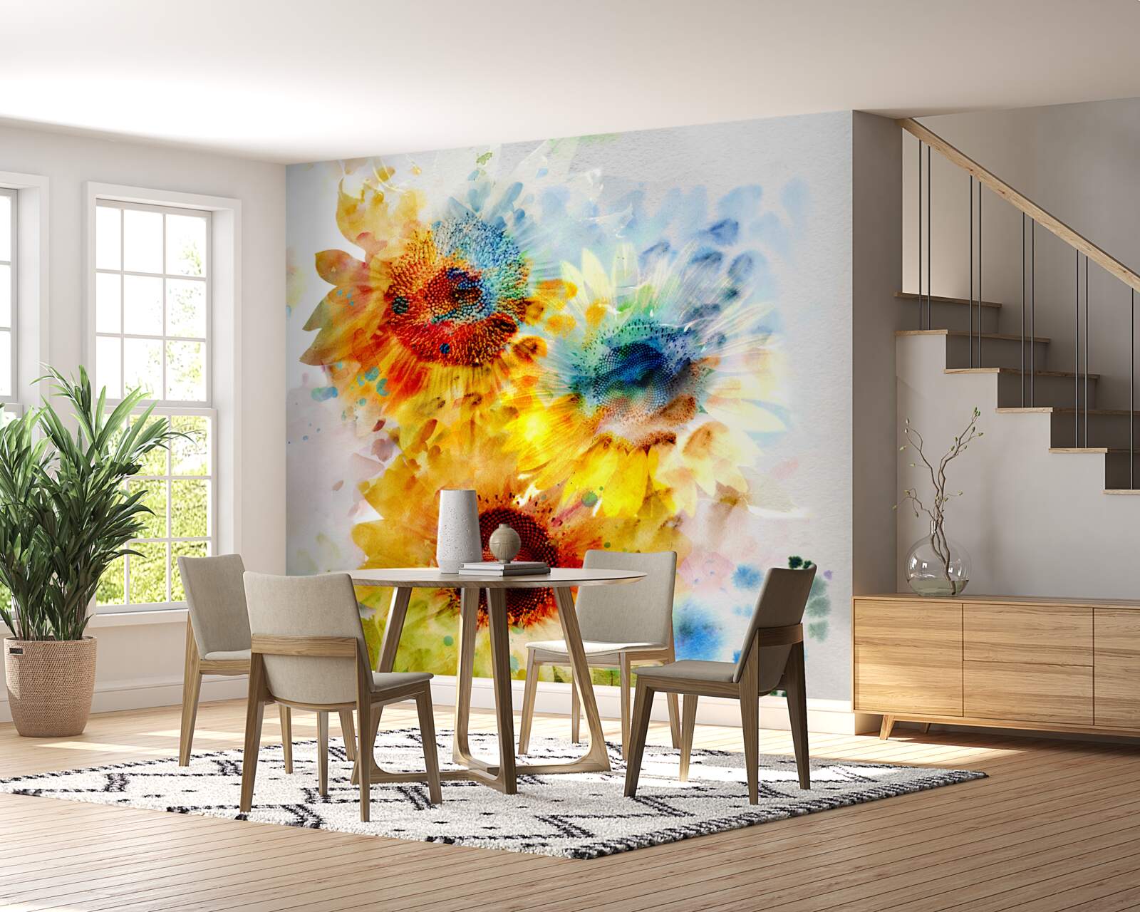 Papier peint bouquet de tournesols d'été