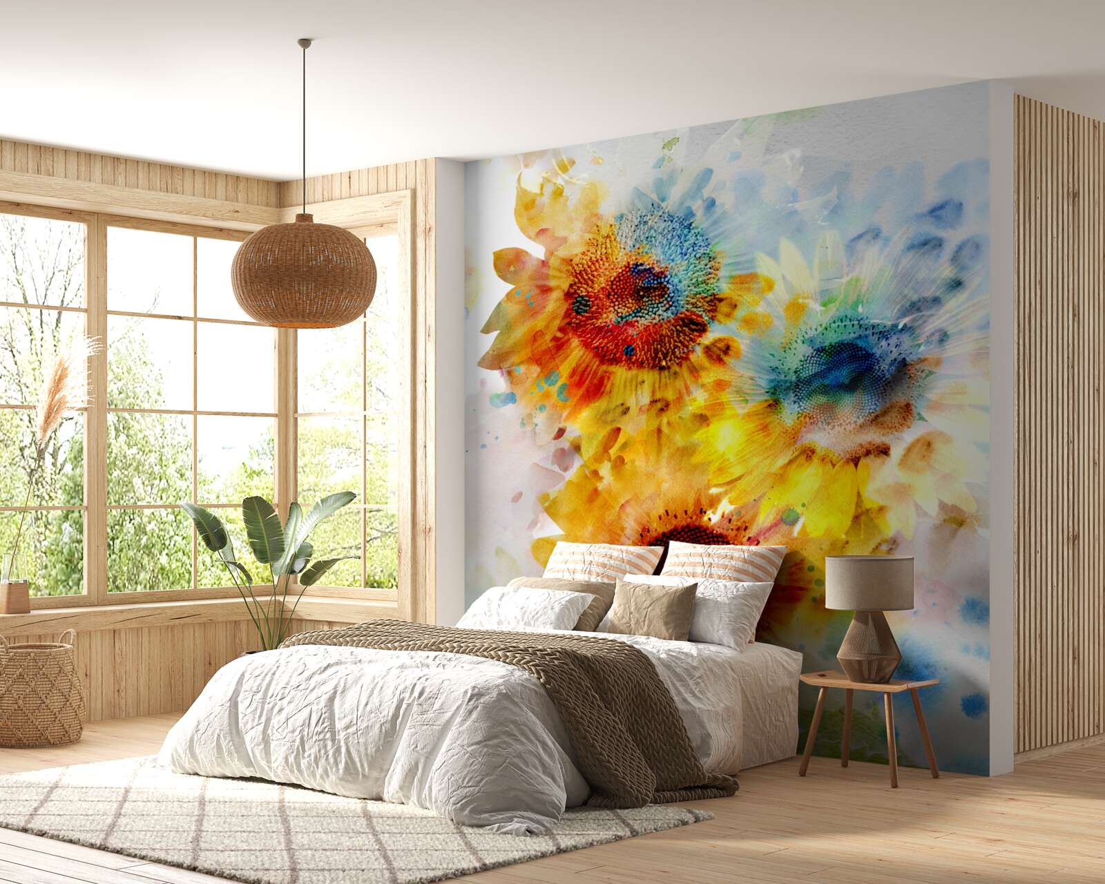 Papier peint bouquet de tournesols d'été