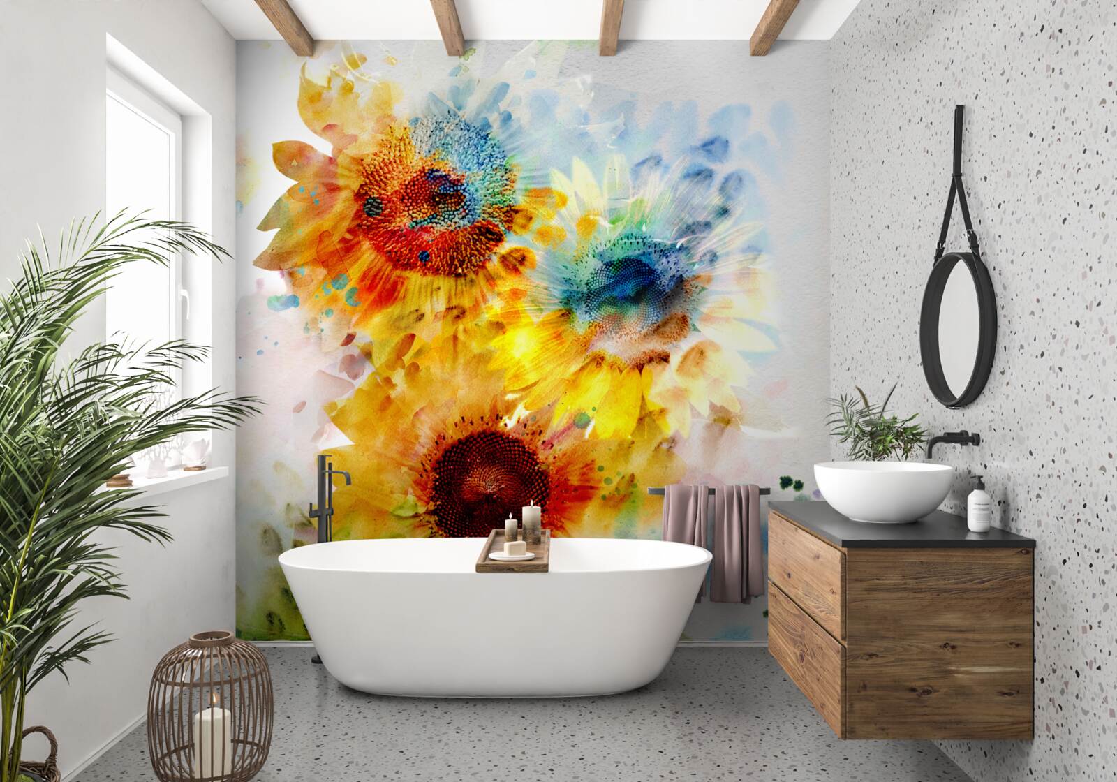 Papier peint bouquet de tournesols d'été